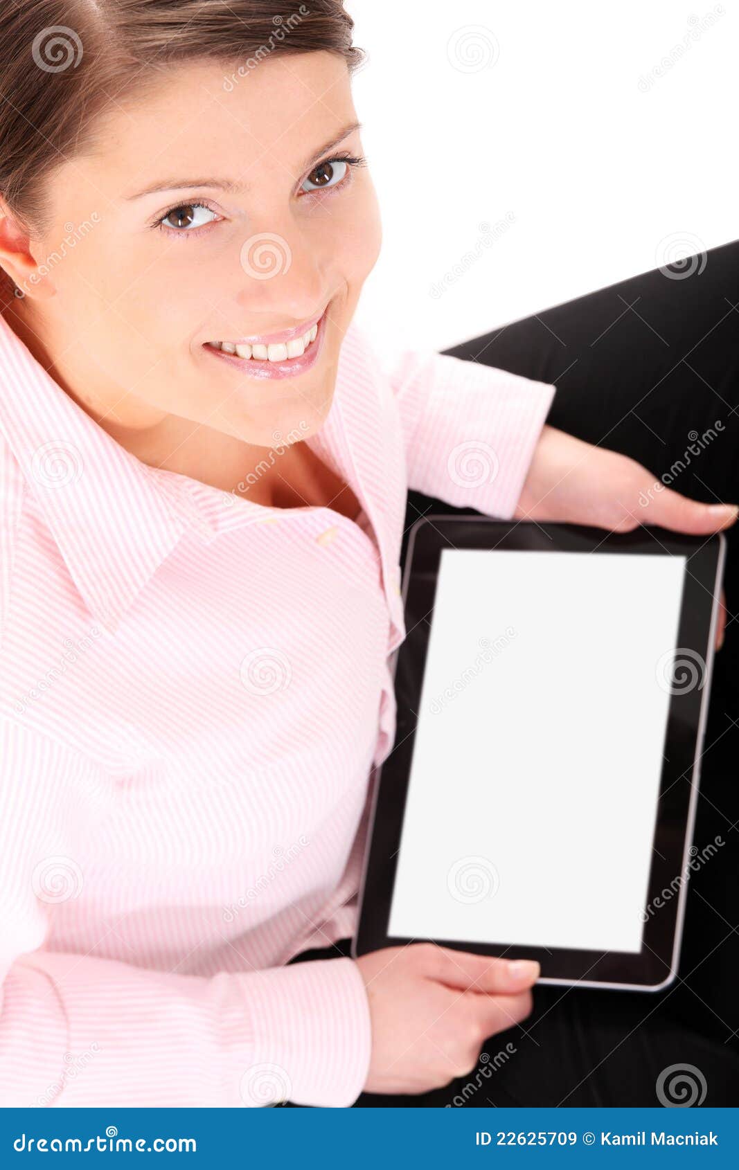 Tablet girl stock image. Image of digital, copy, happy 22625709