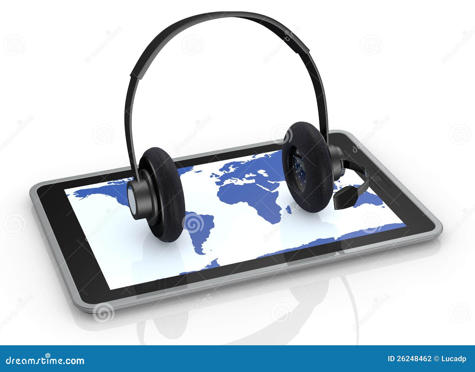 Tablet And Headphones Stock Illustration Illustration Of Desk