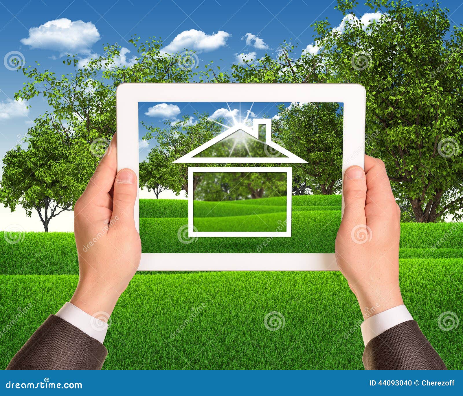 Tablet and house stock photo. Image of tablet, nature 44093040