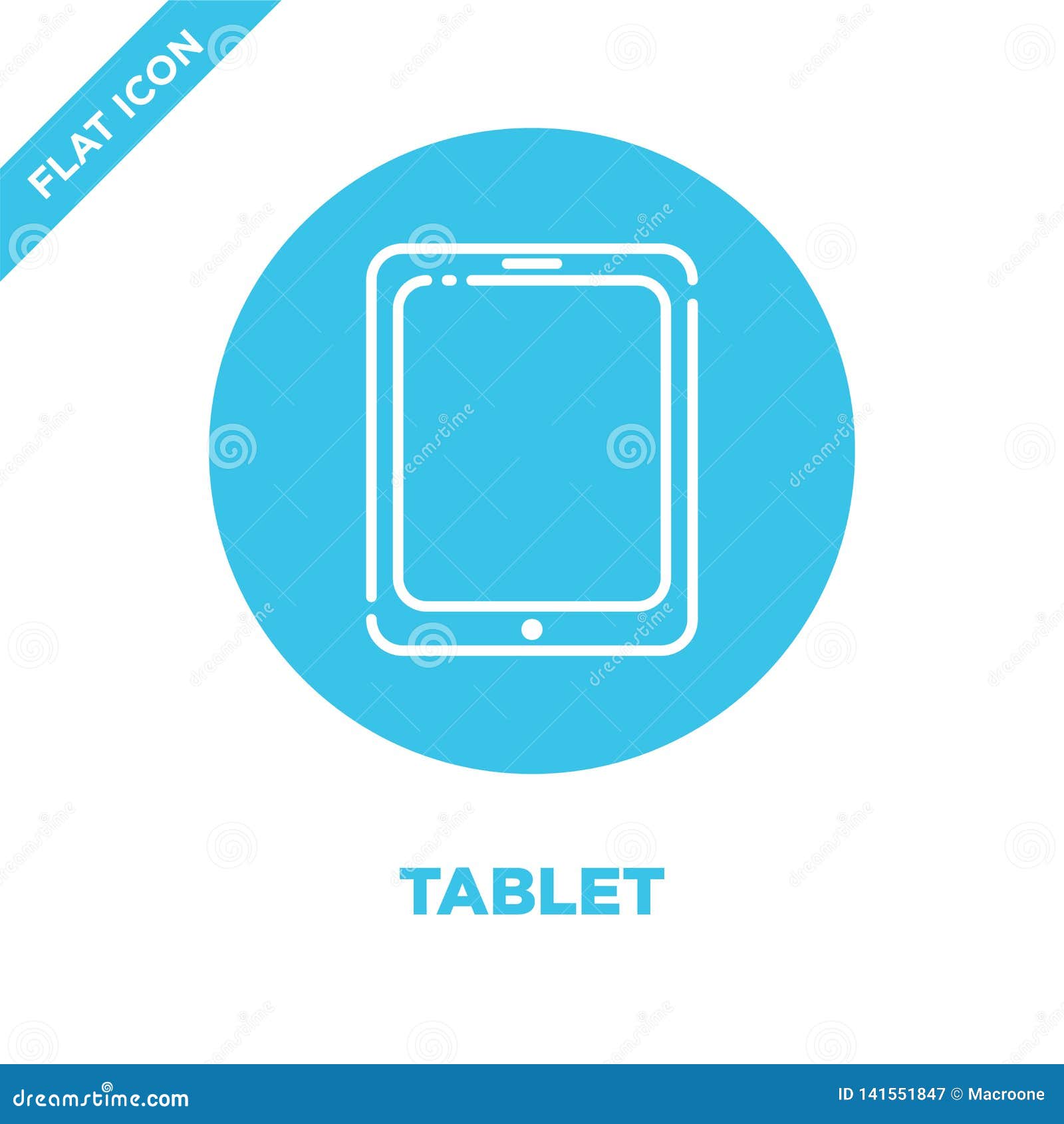 Tablet Icon Vector. Thin Line Tablet Outline Icon Vector Illustration