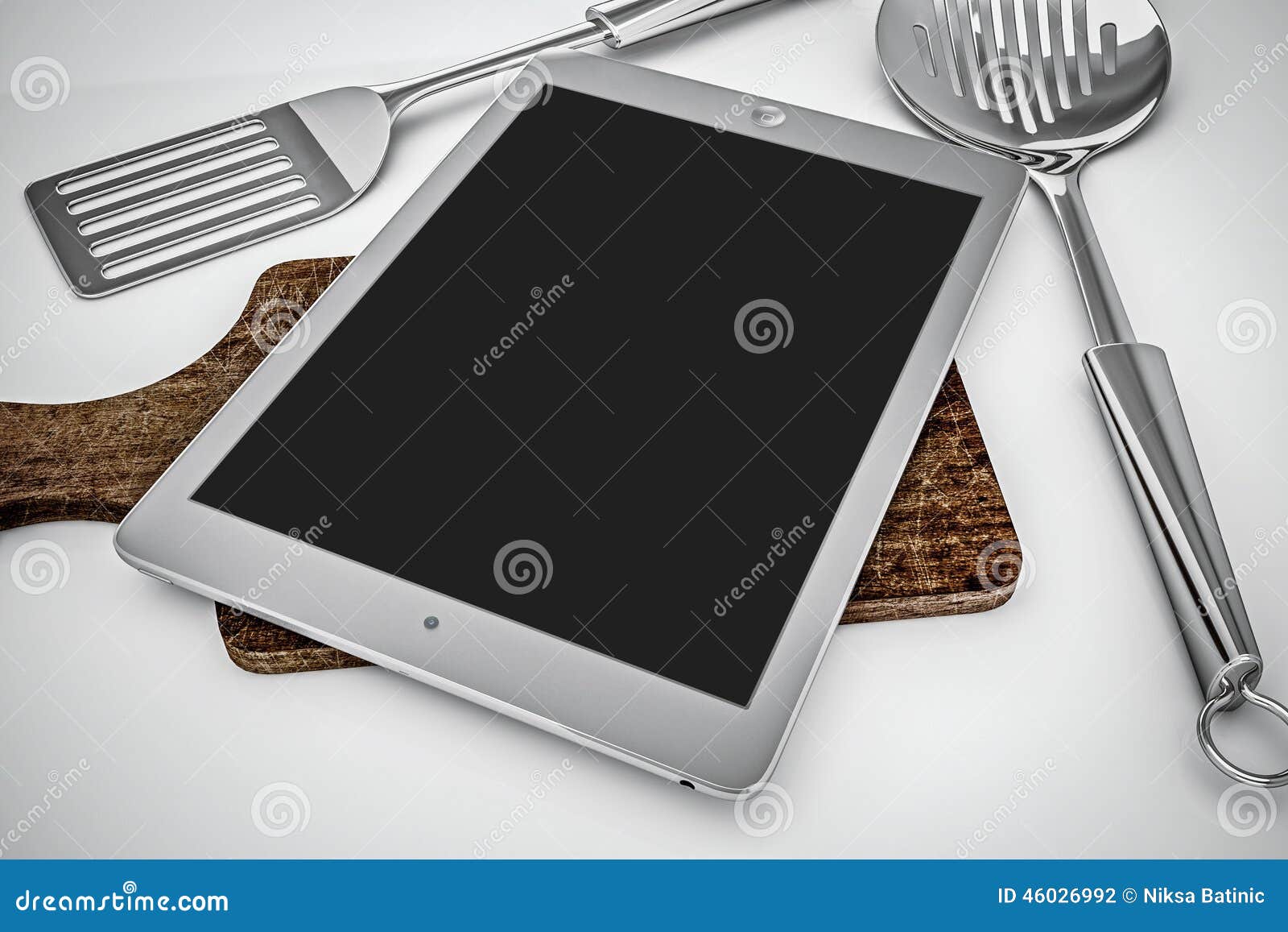 Tablet in kitchen stock photo. Image of fork, ground 46026992