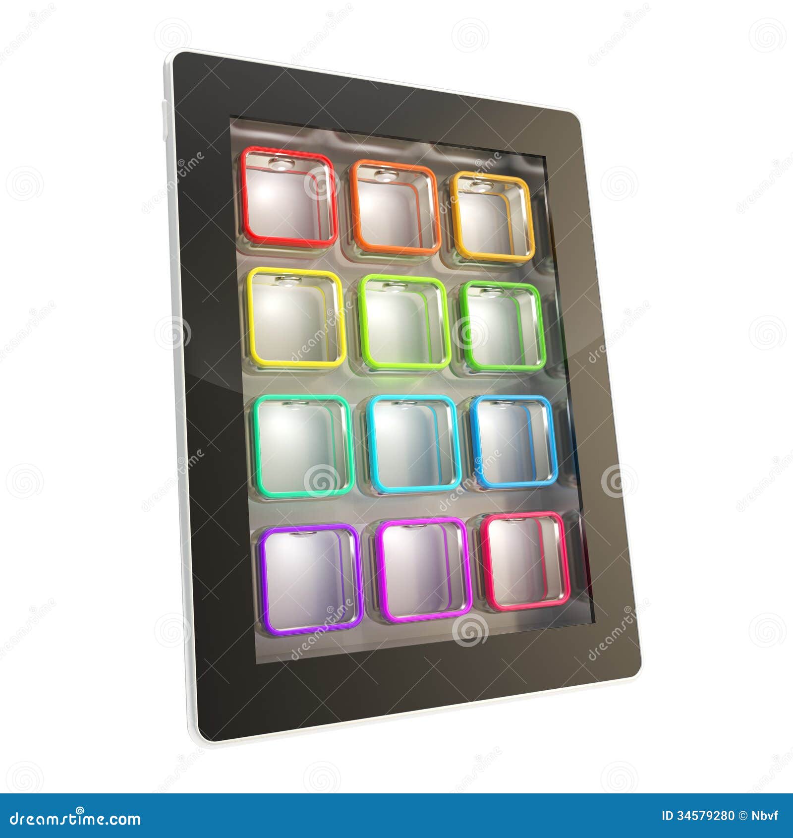 Tablet Pad Electronic Device with App Cells Stock Illustration