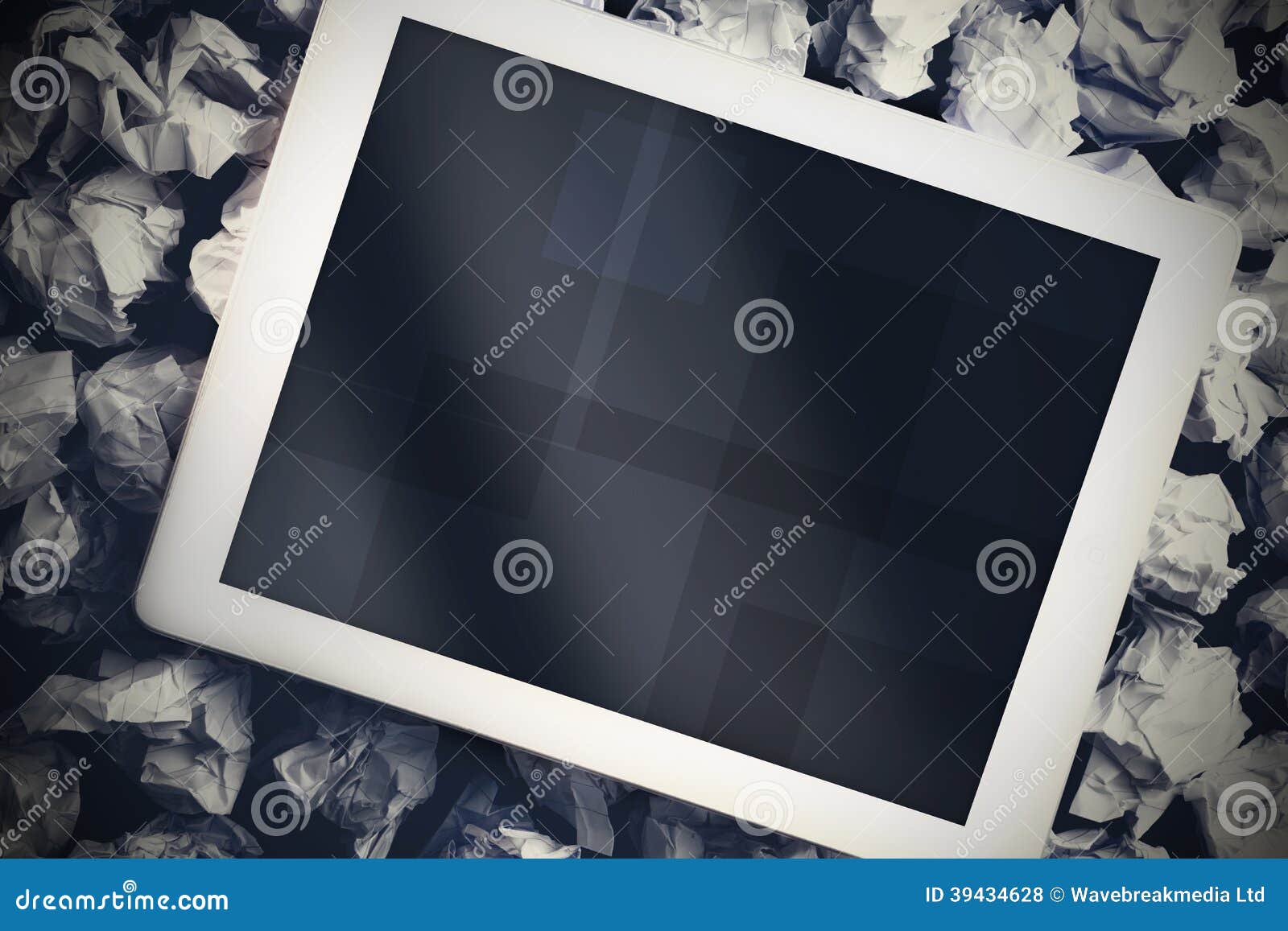 Tablet pc with blue screen stock photo. Image of graphic 39434628