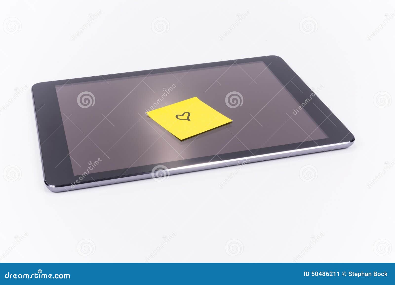 Tablet PC, Ipad, Postit Note Heart, Love Stock Image Image of