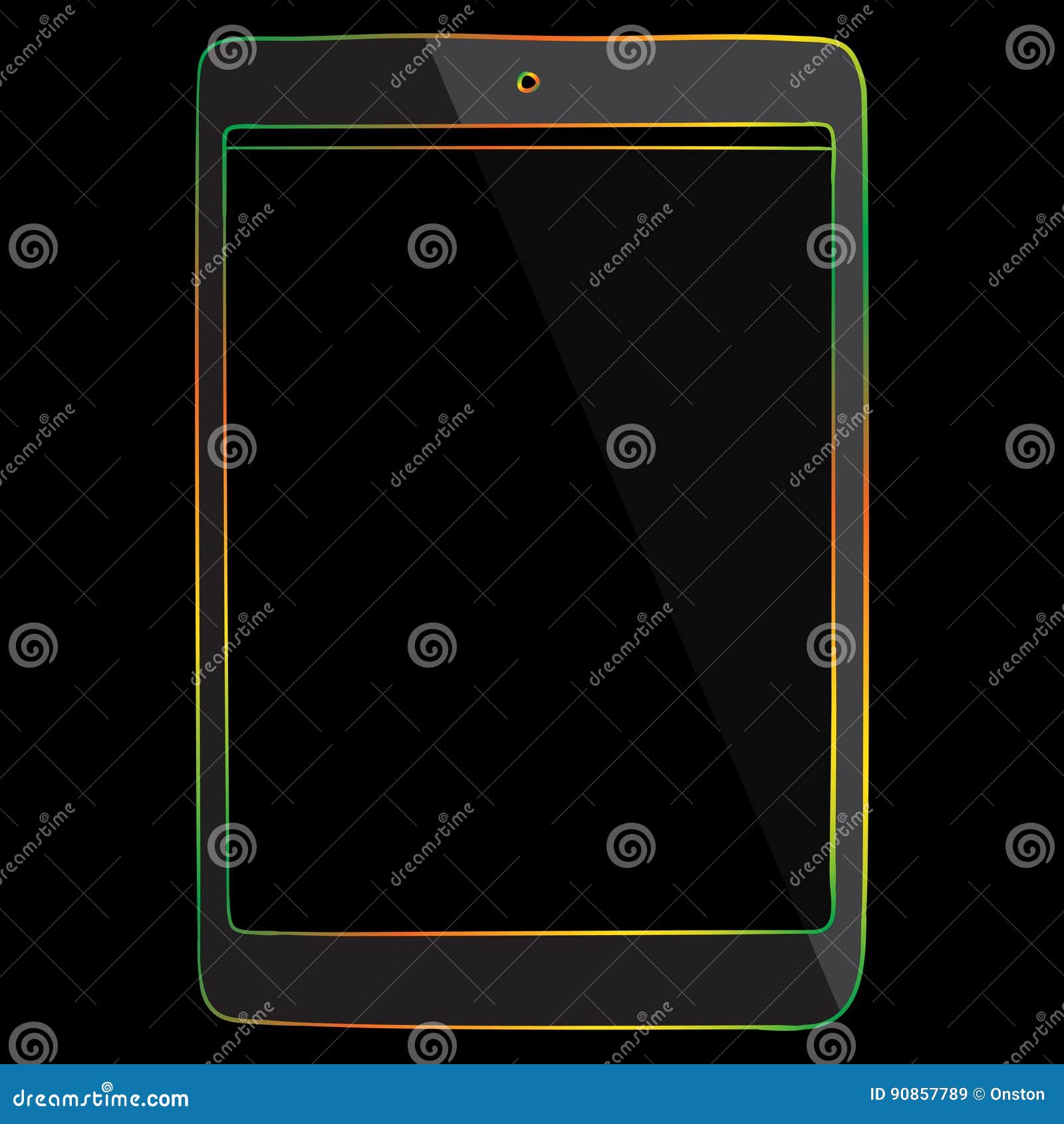 Tablet Pc Mehrfarbige Linie Ikone Auf Schwarzem Hintergrund Vektor Abbildung Illustration Von Digital Zeile