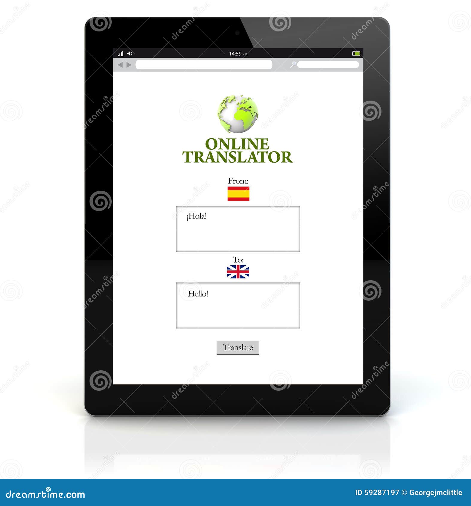 Tablet Pc Online Translation Stock Illustration Illustration of