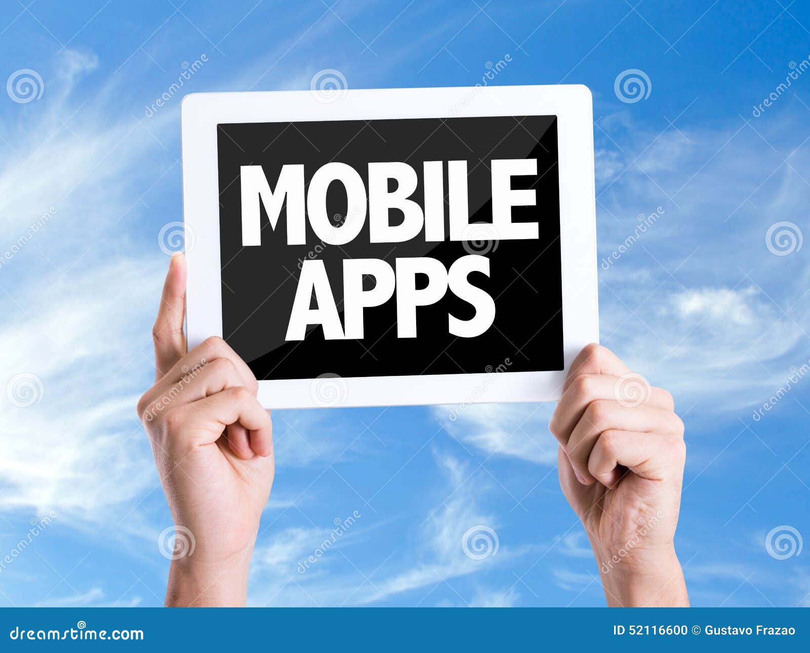Tablet Pc With Text Mobile Apps With Sky Background Stock Photo Tablet Pc With Text Mobile Apps With Sky Background Stock Photo