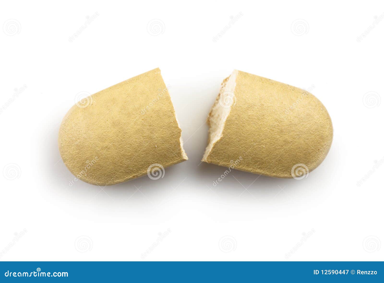 Tablet Pill Cracked In Half. Stock Image Image of pellet, isolated