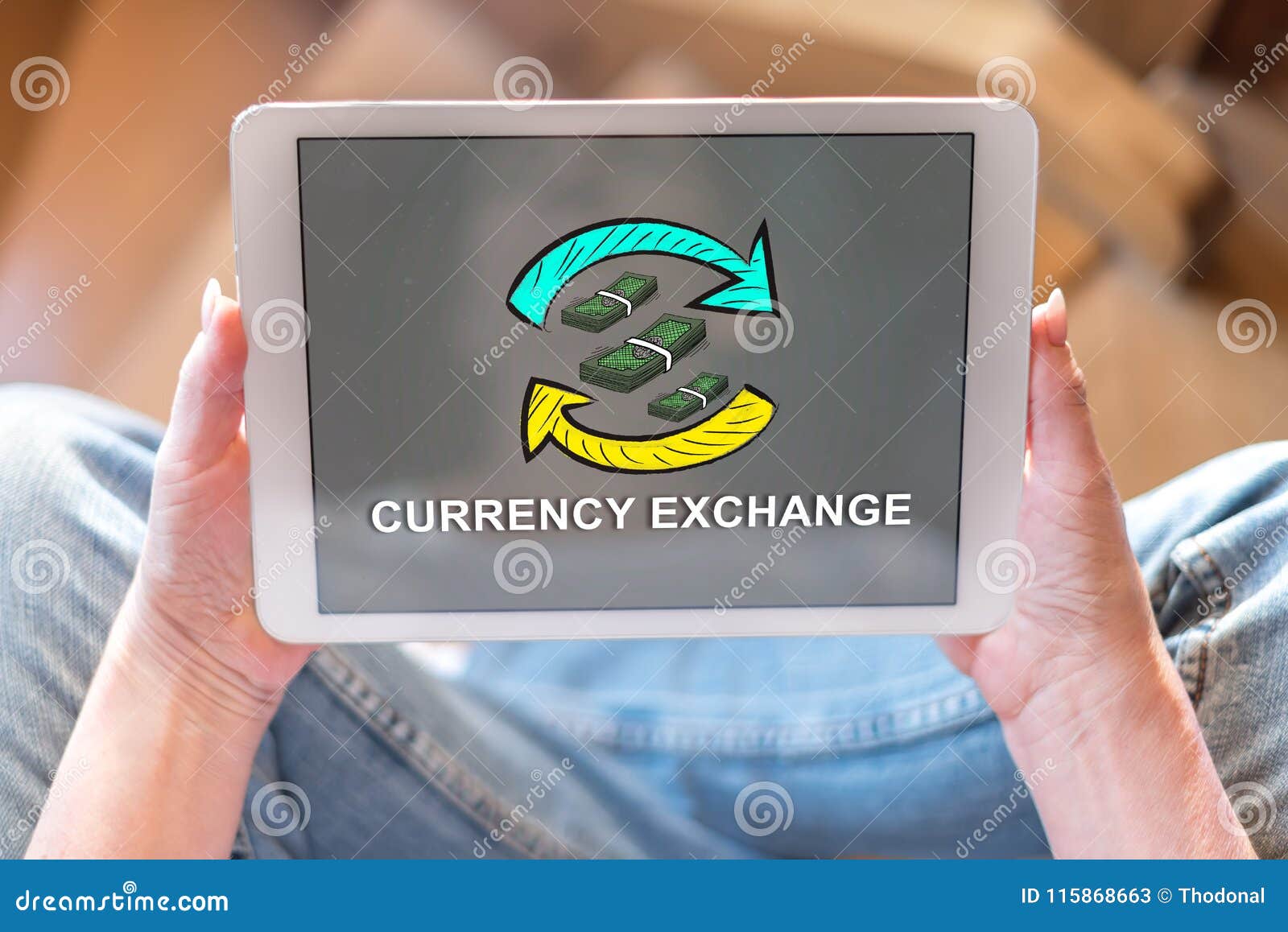 Currency Exchange Concept on a Tablet Stock Image Image of business