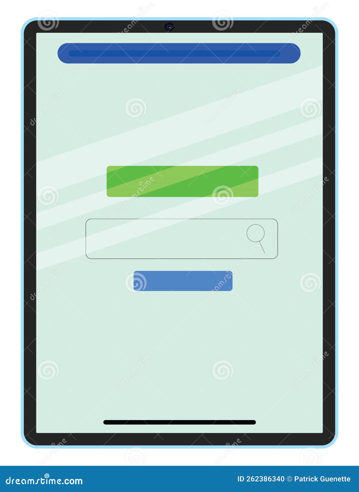 Tablet search bar, icon stock vector. Illustration of navigation