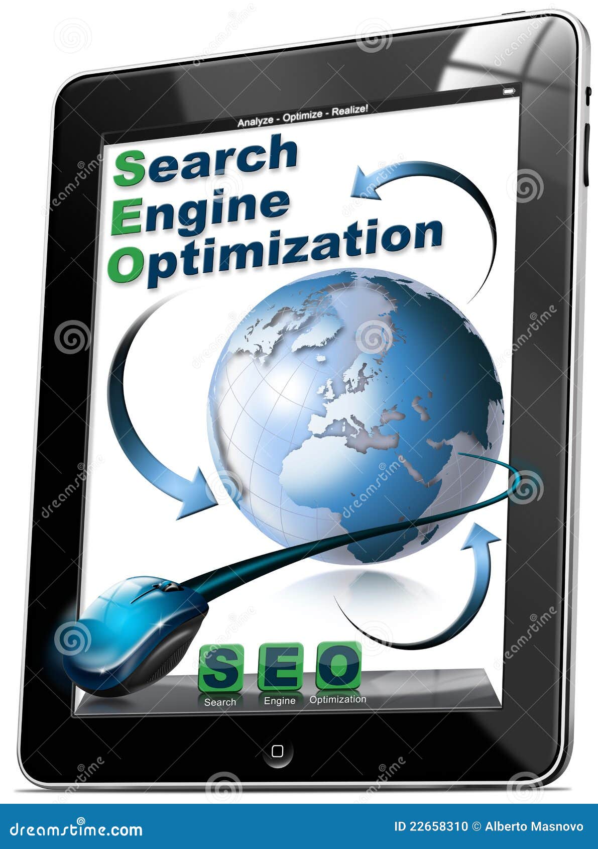 Tablet SEO Search Engine Optimization Stock Illustration