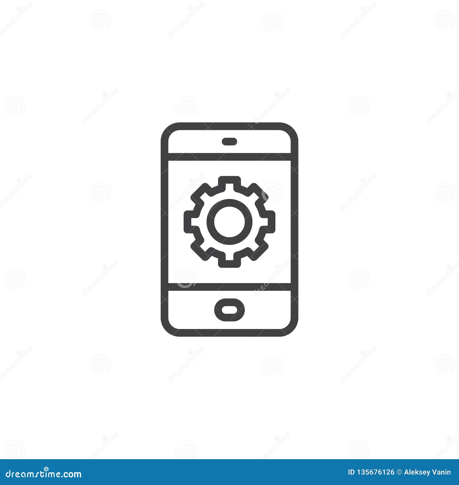 Tablet Settings Configuration Outline Icon Stock Vector Illustration