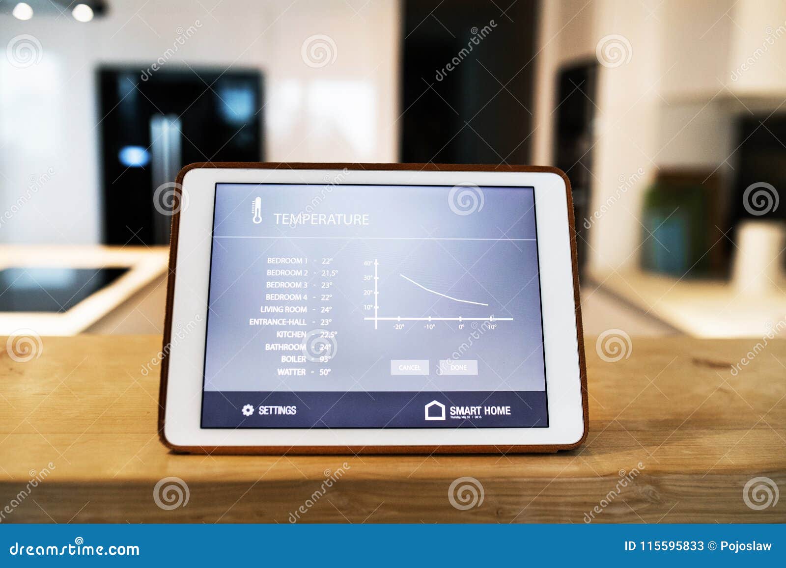 A Tablet with Smart Home Screen. Stock Image Image of light, flat 115595833