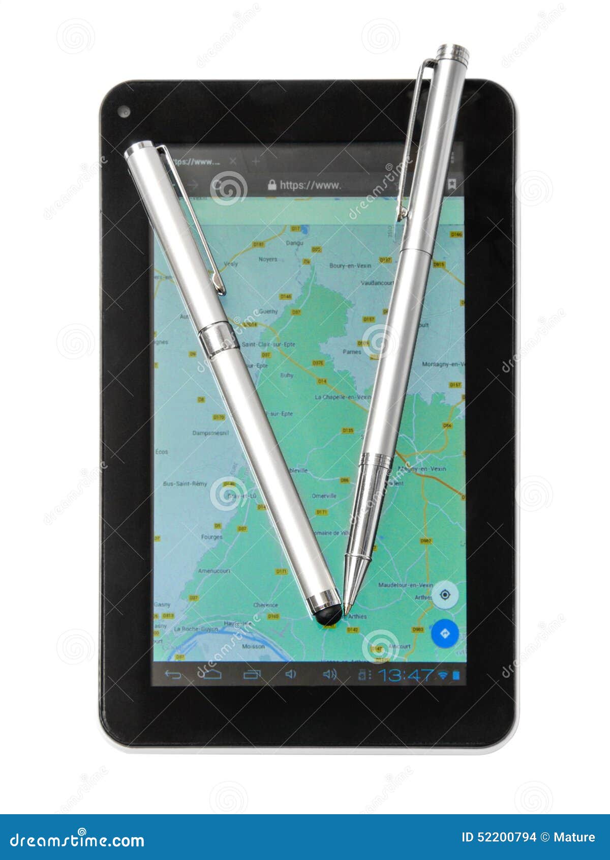 Tablet, stylus, ball pen stock photo. Image of card, background 52200794
