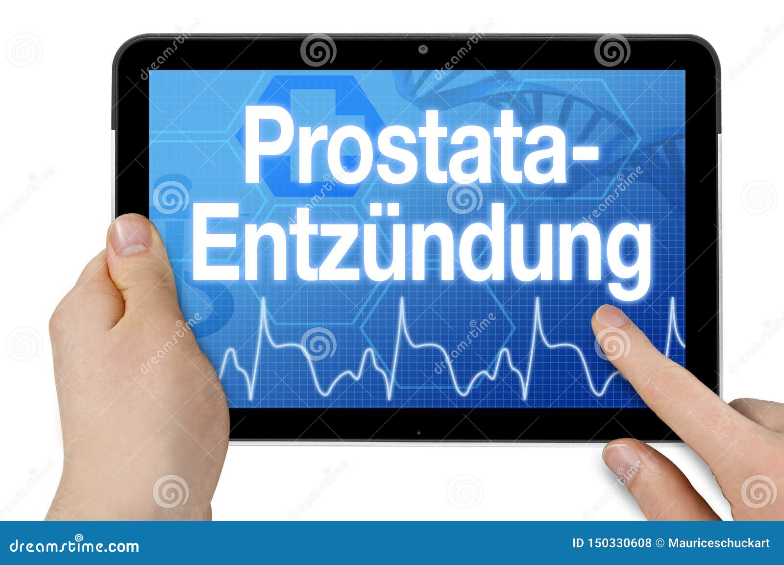 tablet with touchscreen and the german word for prostata inflammation