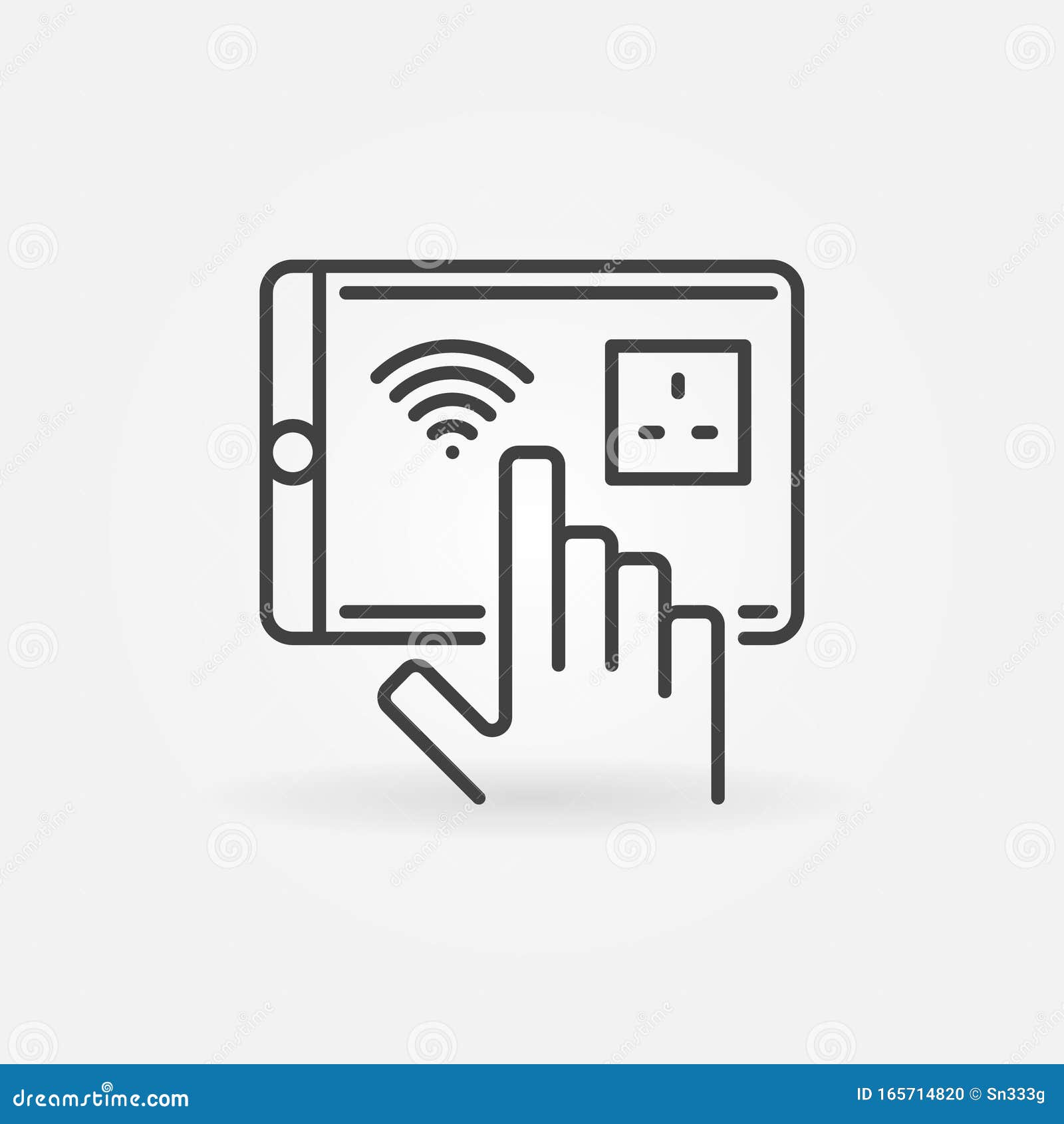 tablet with wi-fi and uk smart socket  outline icon