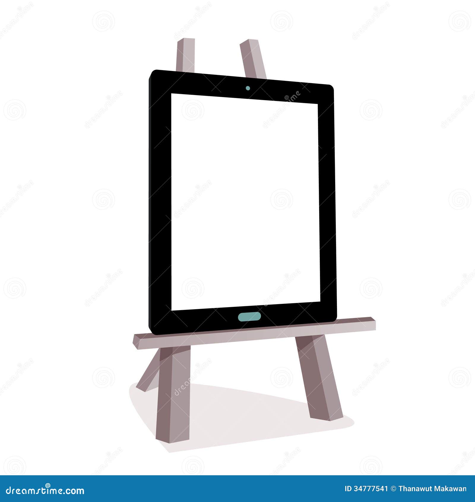 Tablet on the wooden easel stock vector. Illustration of blank 34777541