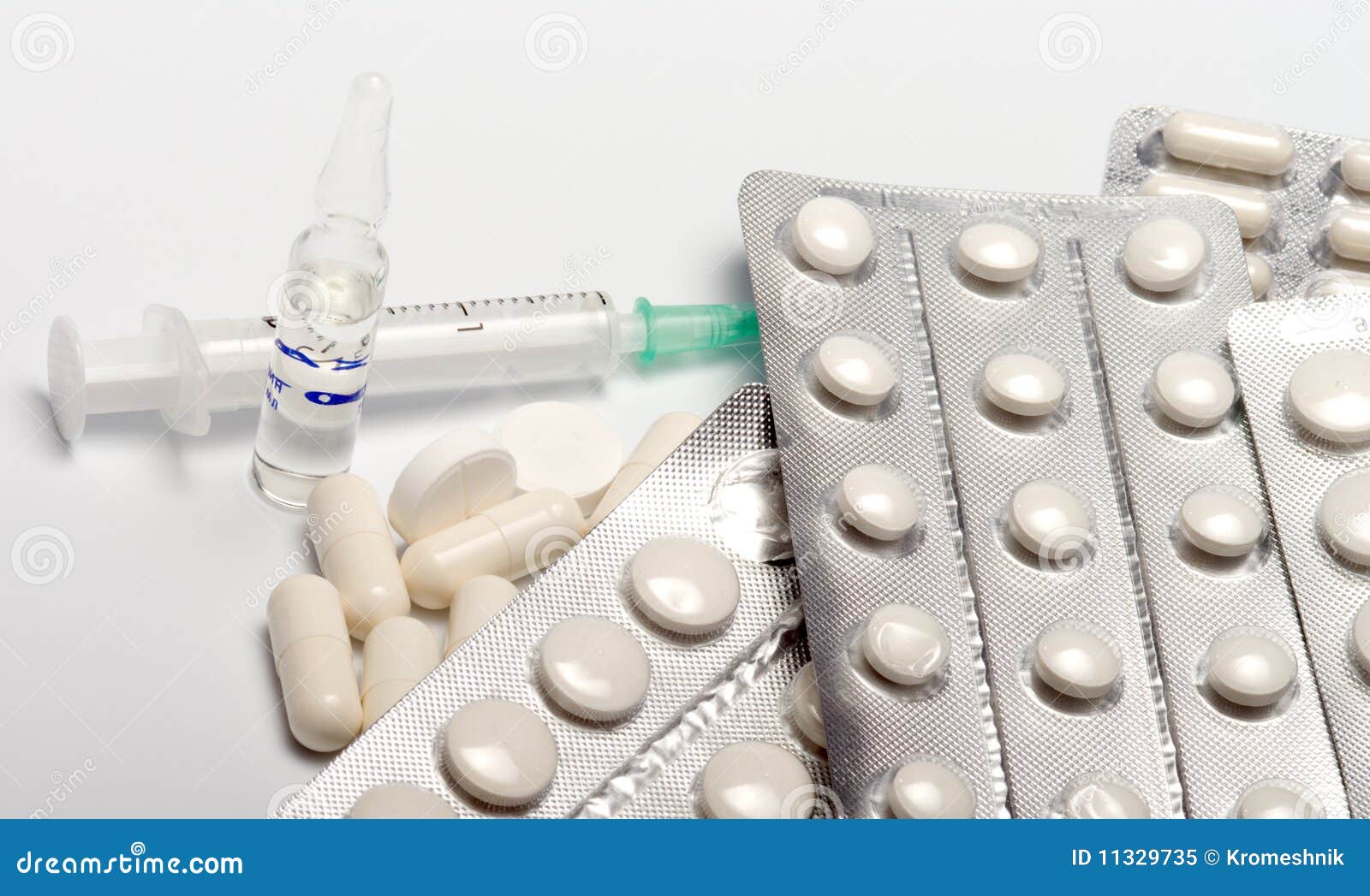 Tablets, an Ampoule and a Syringe. Stock Image Image of pill, macro