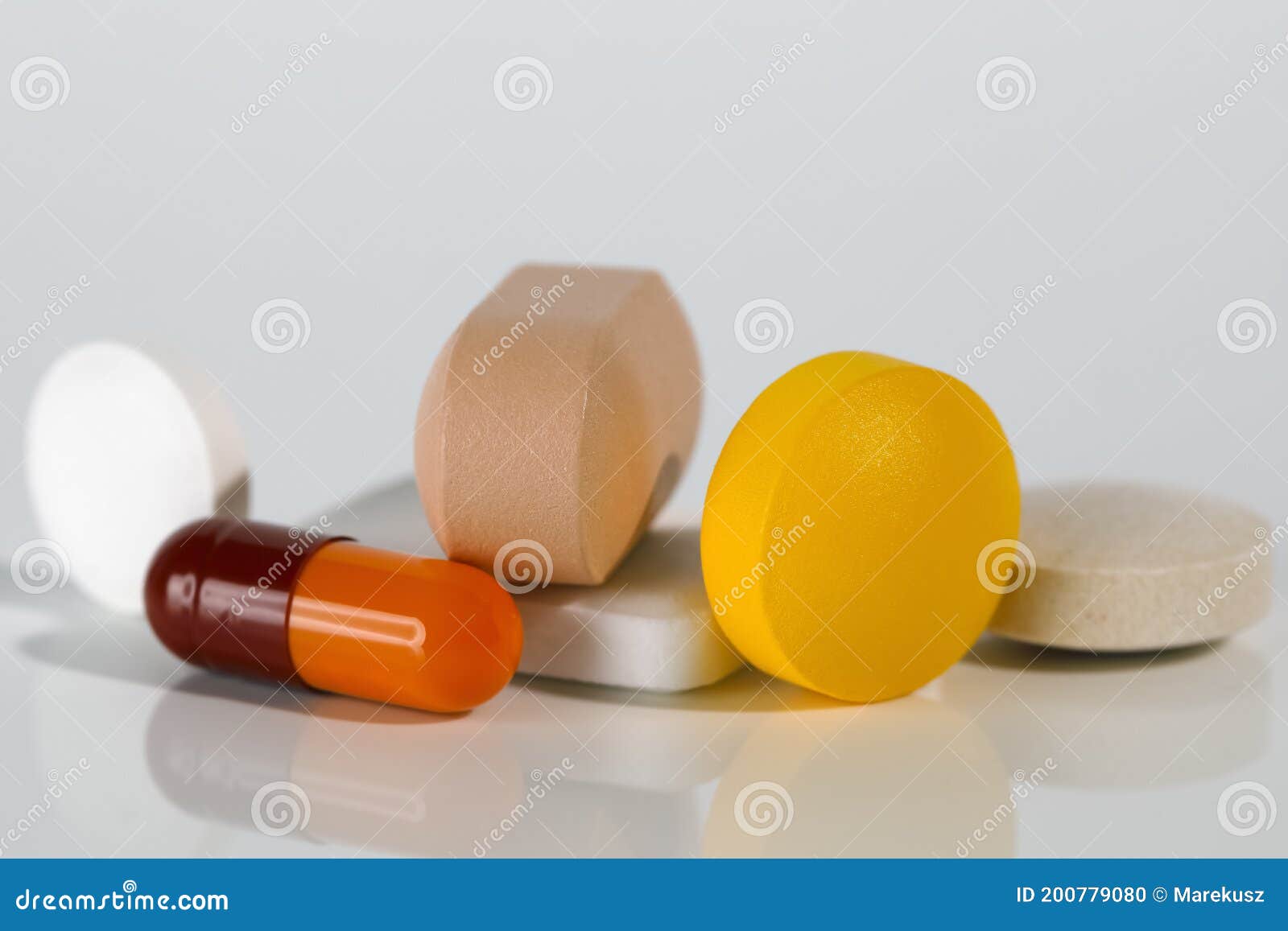 Tablets of Different Shapes and Colors Stock Photo Image of