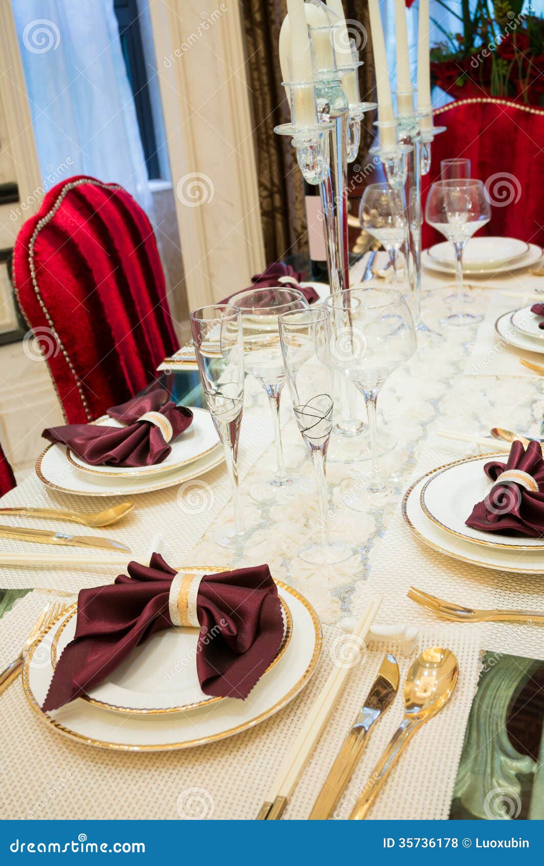 Tableware on dining table stock photo. Image of tablecloth 35736178