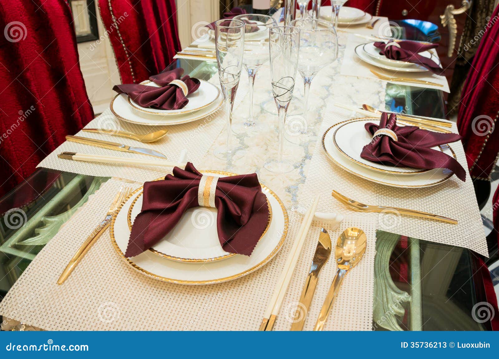 Tableware on dining table stock image. Image of interior 35736213