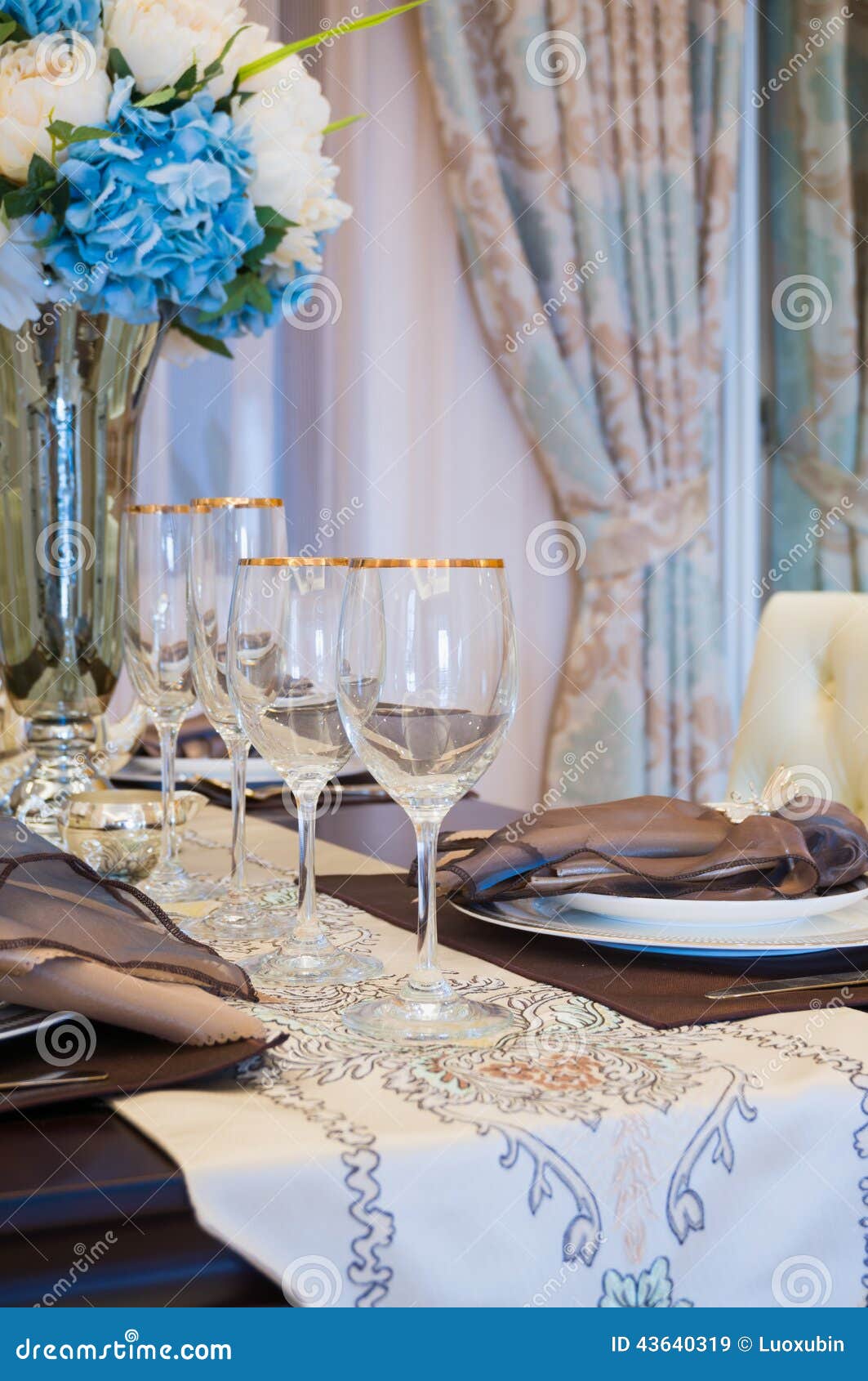 Tableware on dining table stock image. Image of dining 43640319