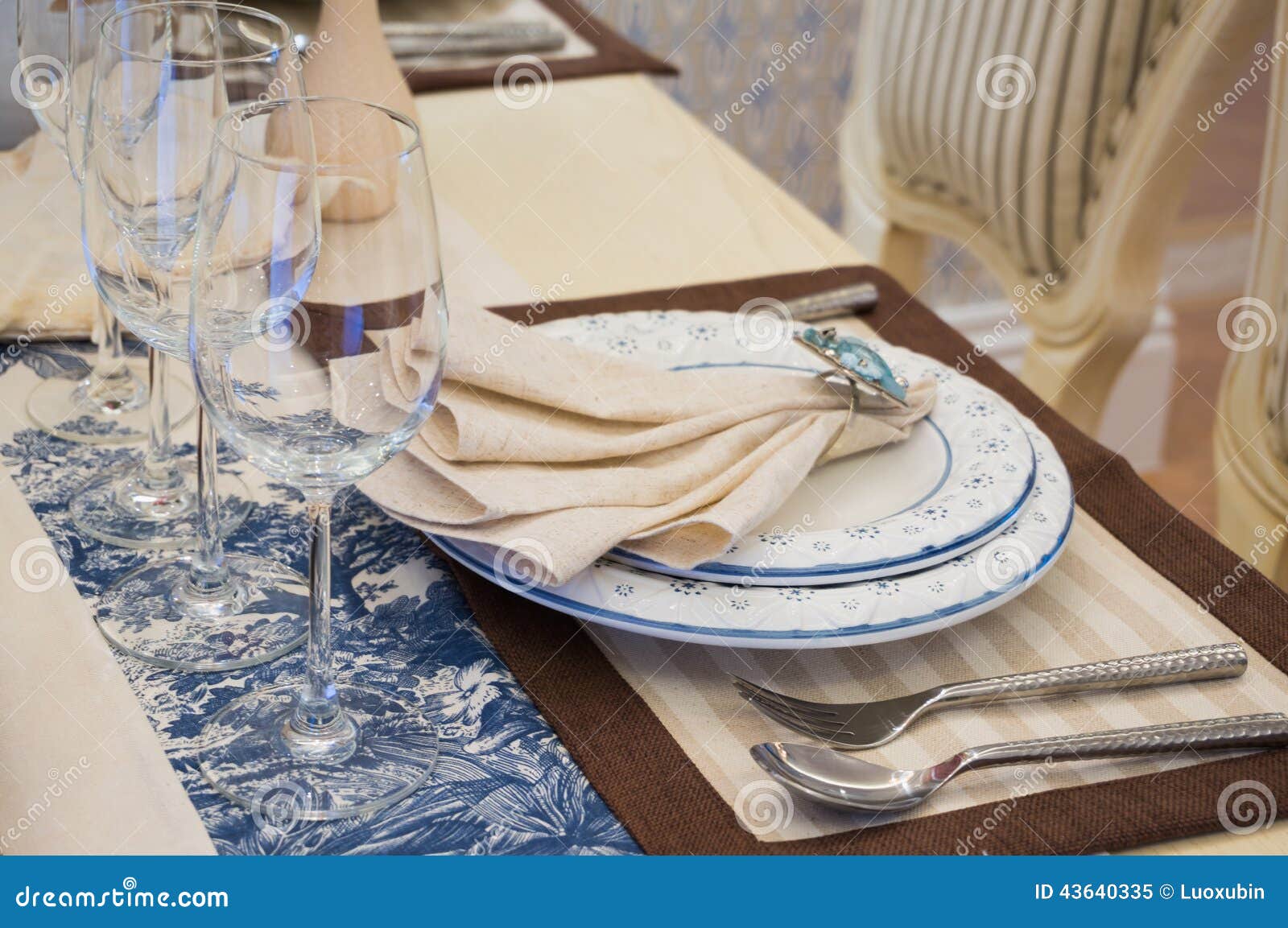 Tableware on dining table stock image. Image of house 43640335