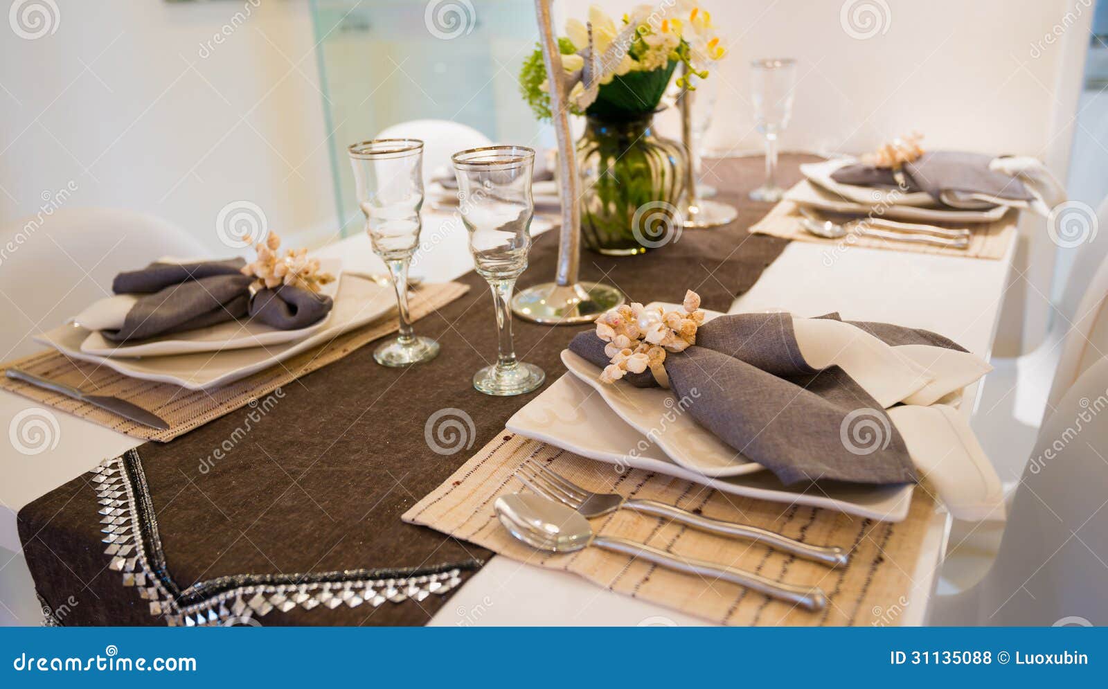 Tableware on dinning table stock photo. Image of home - 31135088