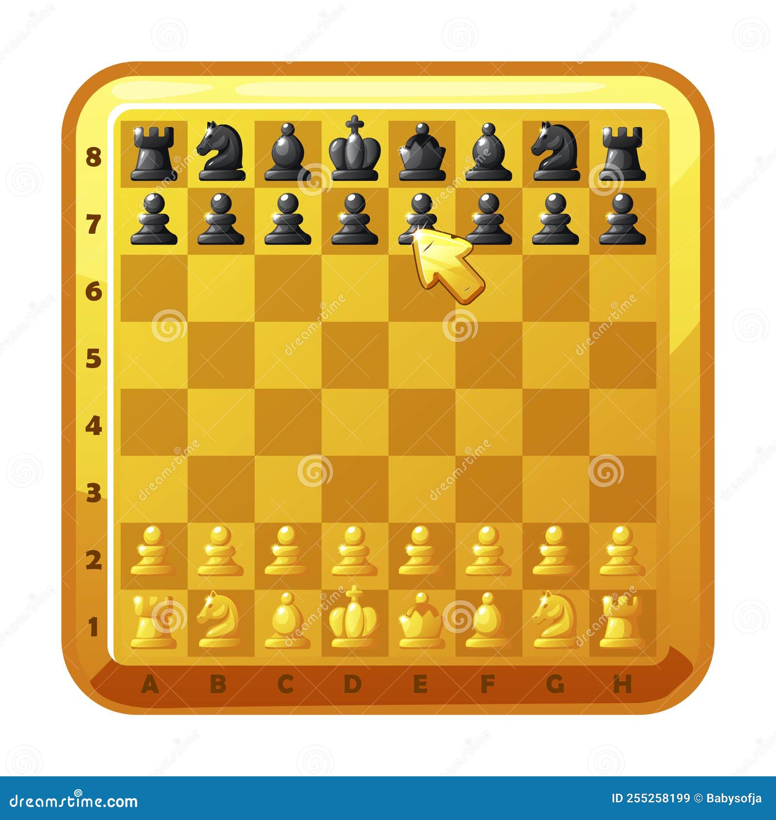 Tabuleiro De Xadrez Dourado E Números De Xadrez Para a Ui Do Jogo 2d  Ilustração do Vetor - Ilustração de estratégia, lazer: 255258199