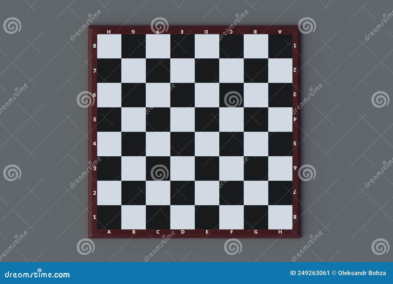 Renderização 3d de um tabuleiro de xadrez com um conjunto