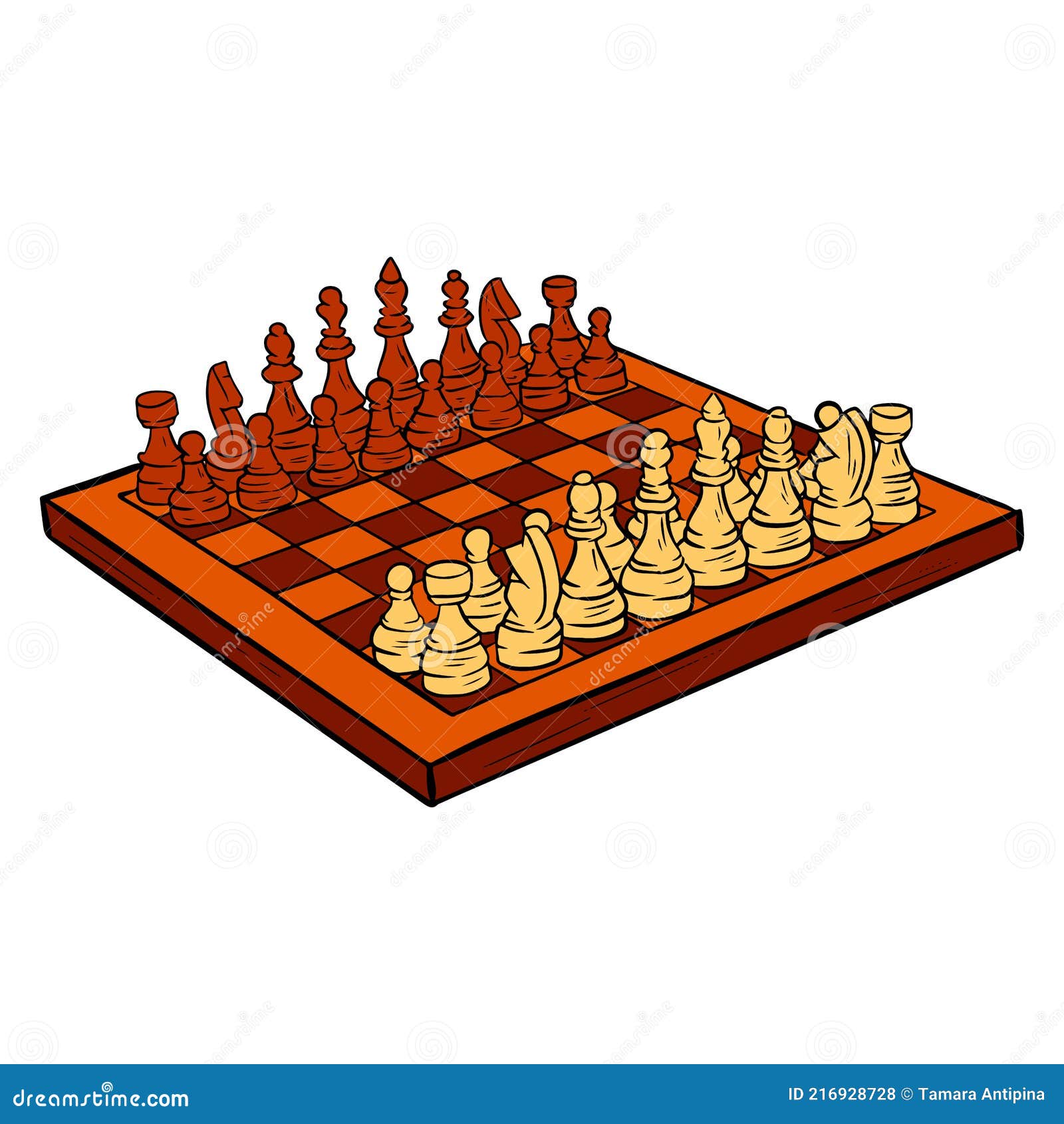 Ilustração dos desenhos animados do jogo de tabuleiro de xadrez