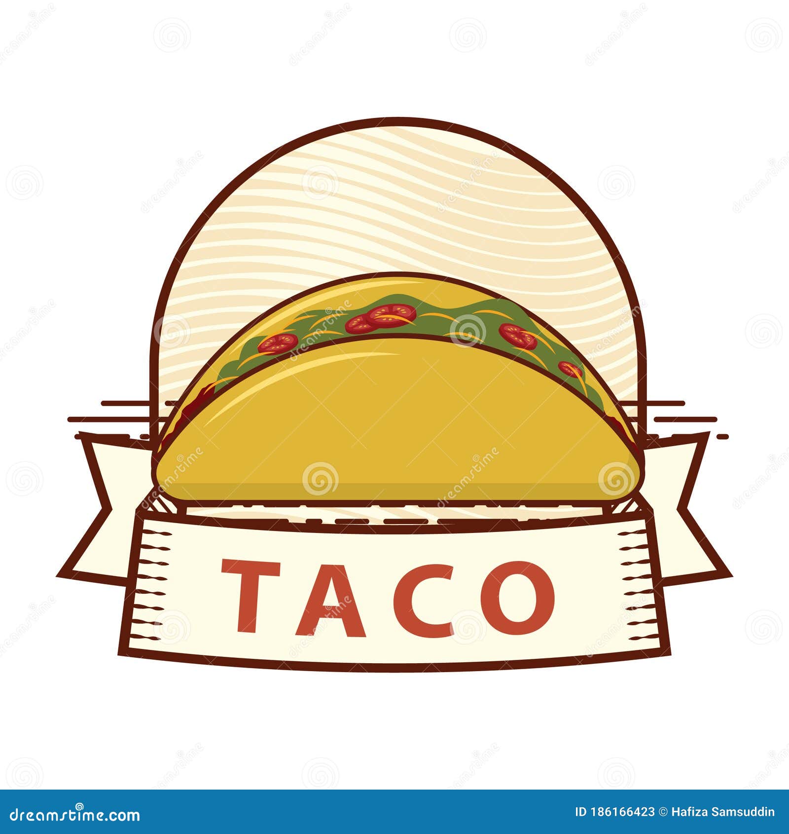 Taco Label. Vector Illustration Decorative Design Stock Vector