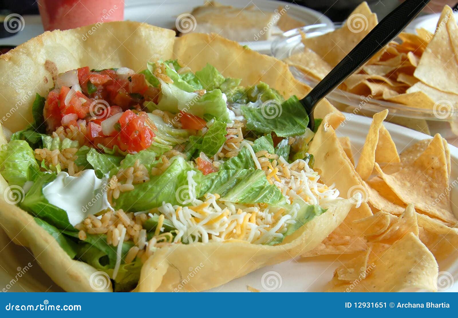 Taco salad stock image. Image of horizontal, dinner, sliced 12931651