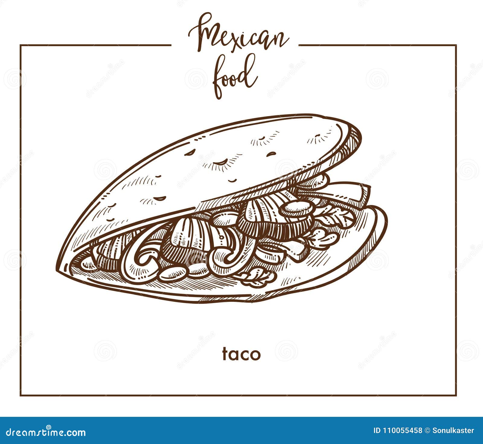 Black ink pen isolated vector outline mexican taco sketch Detailed cartoon  linear spanish tacos symbol for fast food restaurant or cafe menu  advertisement banner web design Stock Vector  Adobe Stock