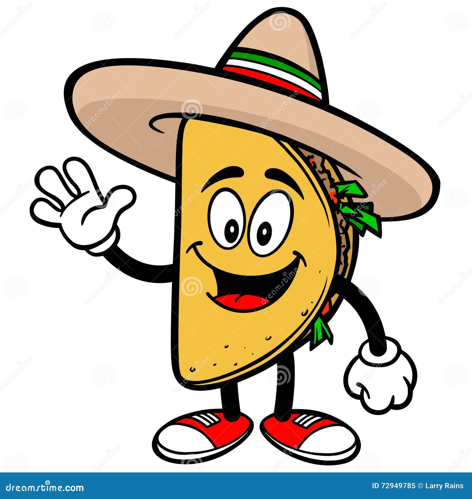 Taco Waving stock vector. Illustration of vector, fast 72949785