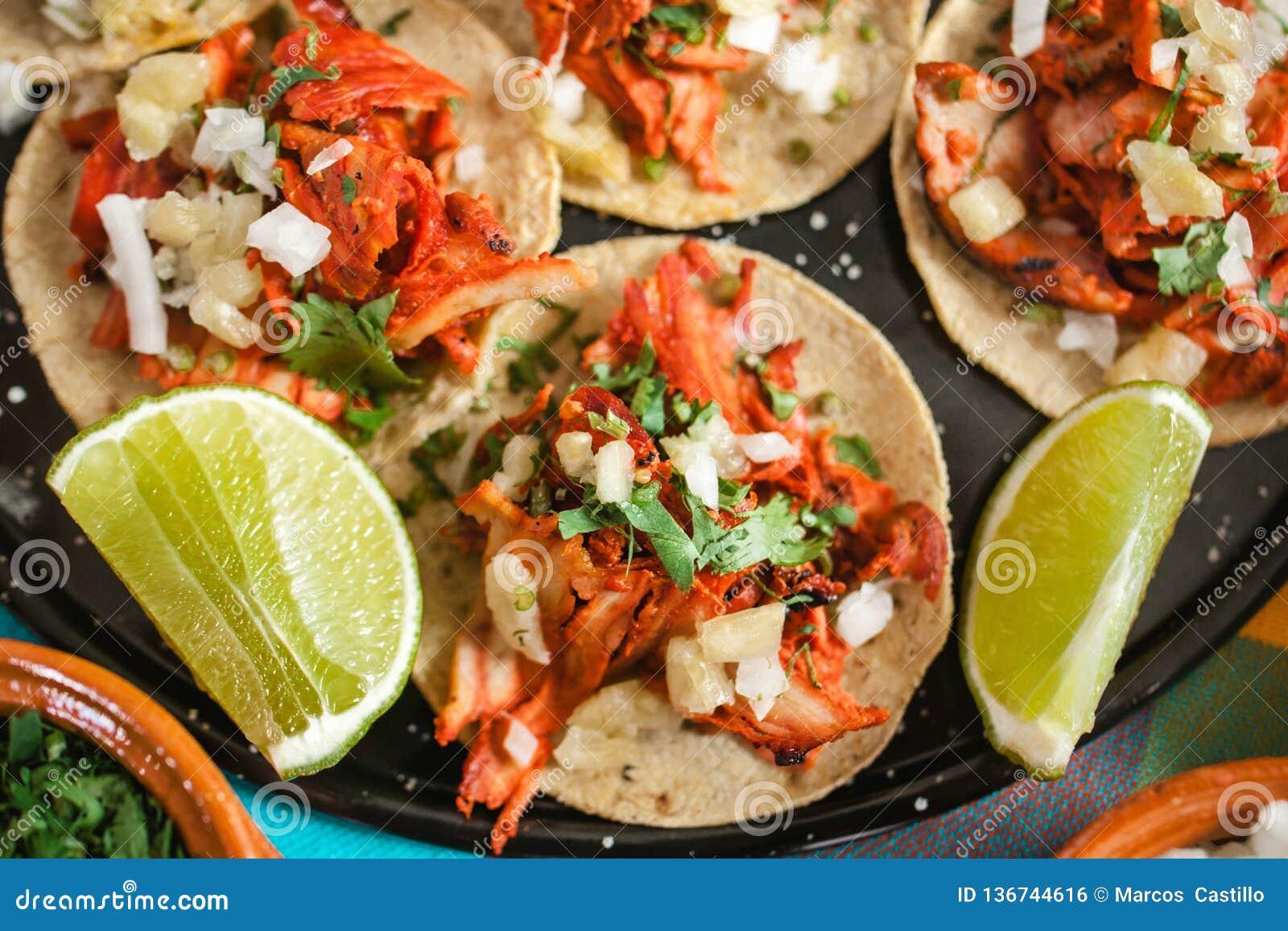 tacos al pastor, mexican taco, street food in mexico city