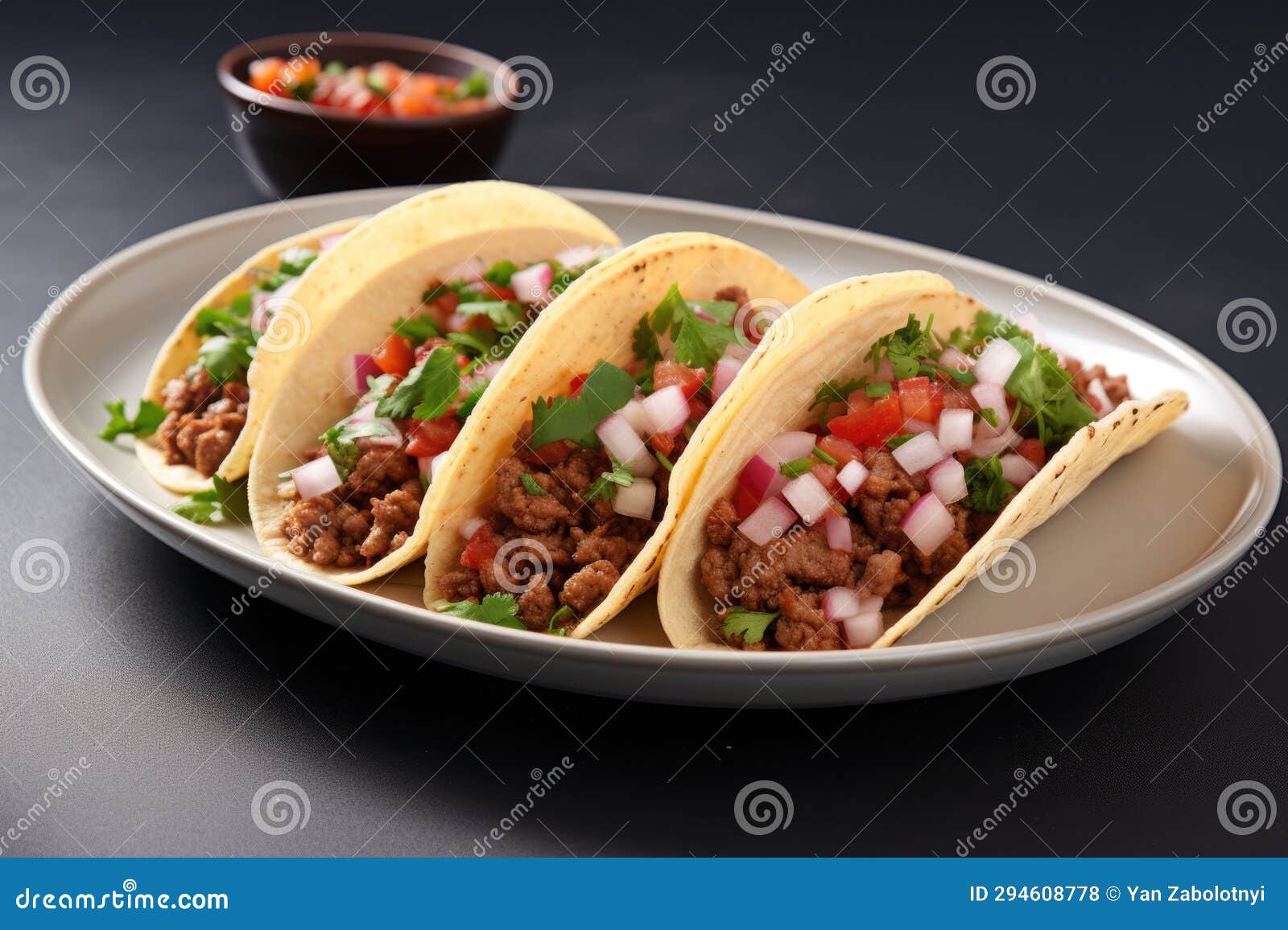tacos de lengua on white smooth round plate on  transparent background mexican food
