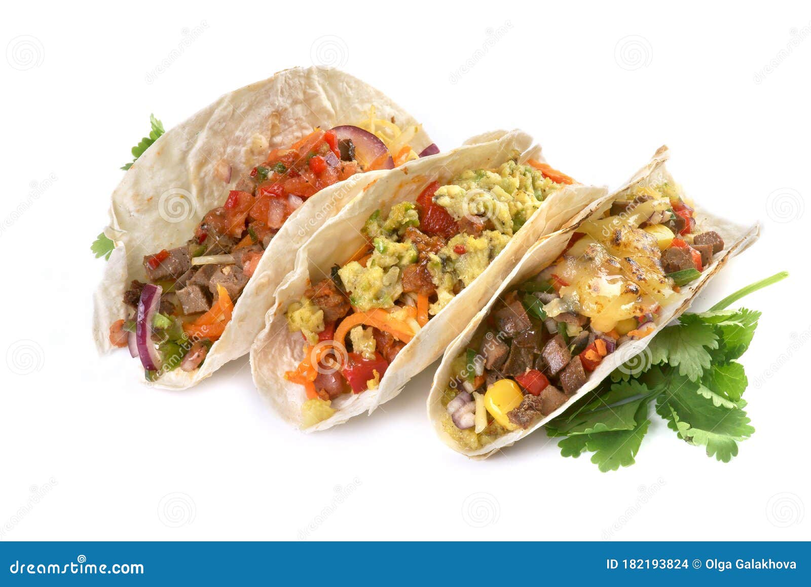 Tacos with Different Fillings Stock Photo Image of chili, meal 182193824