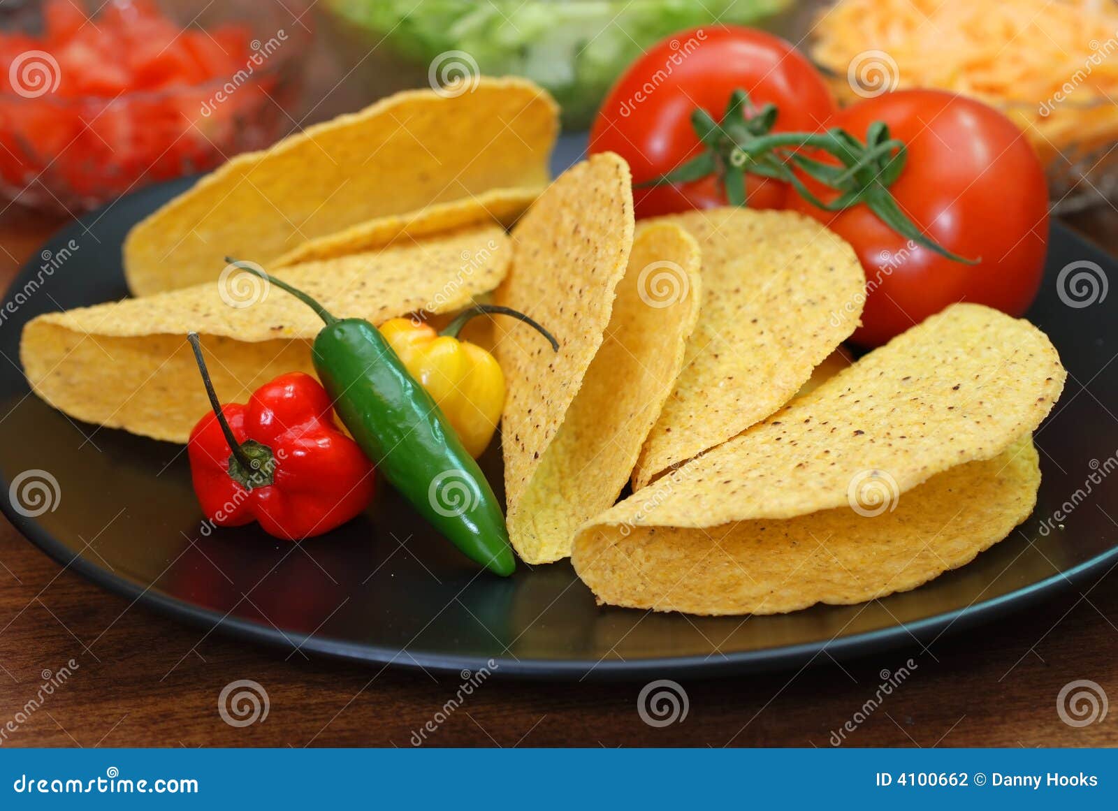 Tacos and Ingredients stock photo. Image of peppers, supper 4100662