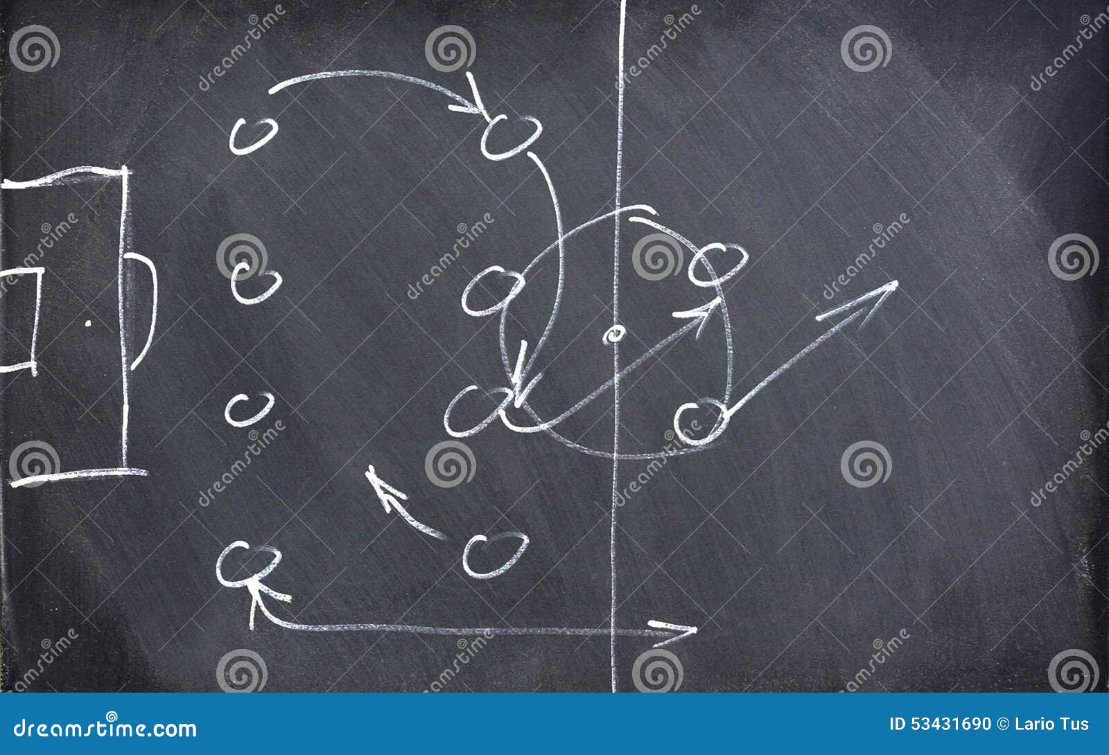 tactic schema for soccer on the chalkboard board