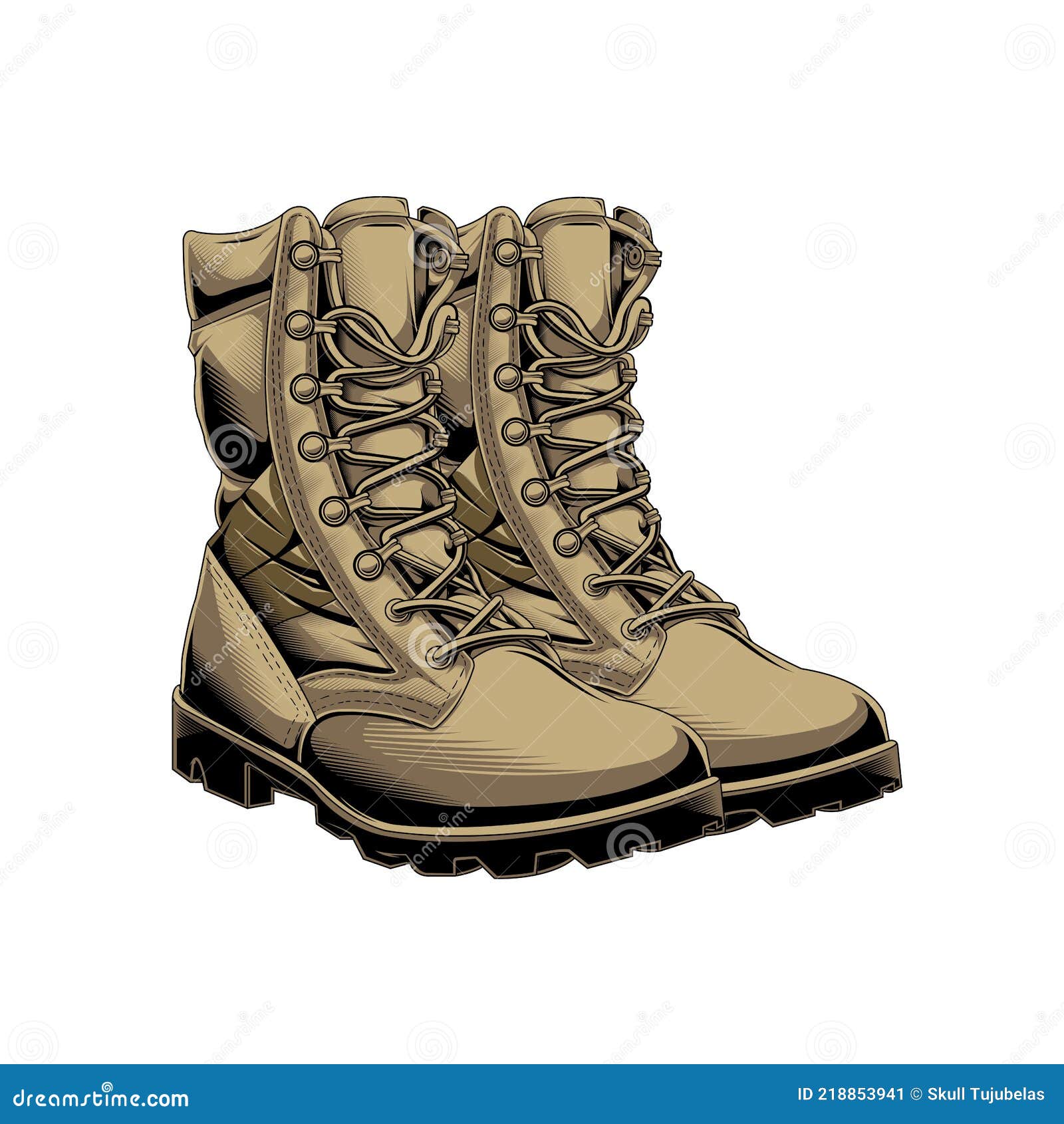 Tactical boots color stock vector. Illustration of gears 218853941