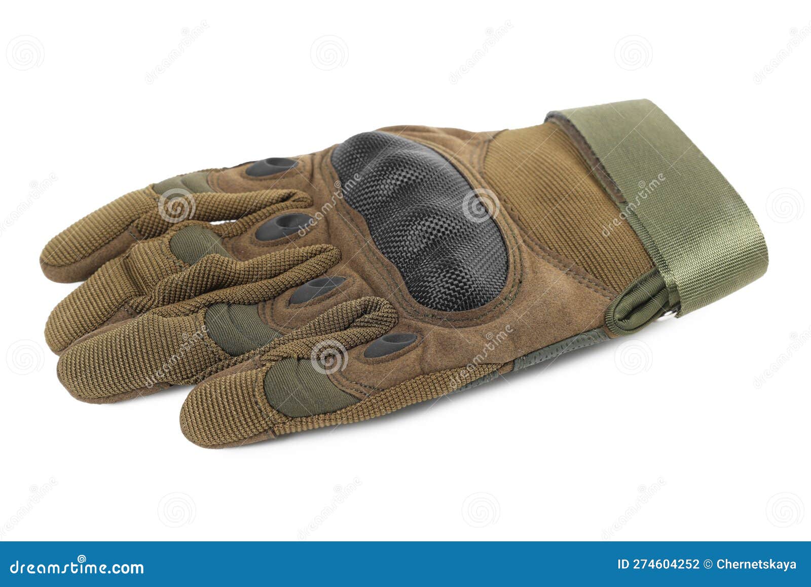 Tactical Glove Isolated on White. Military Training Equipment Stock
