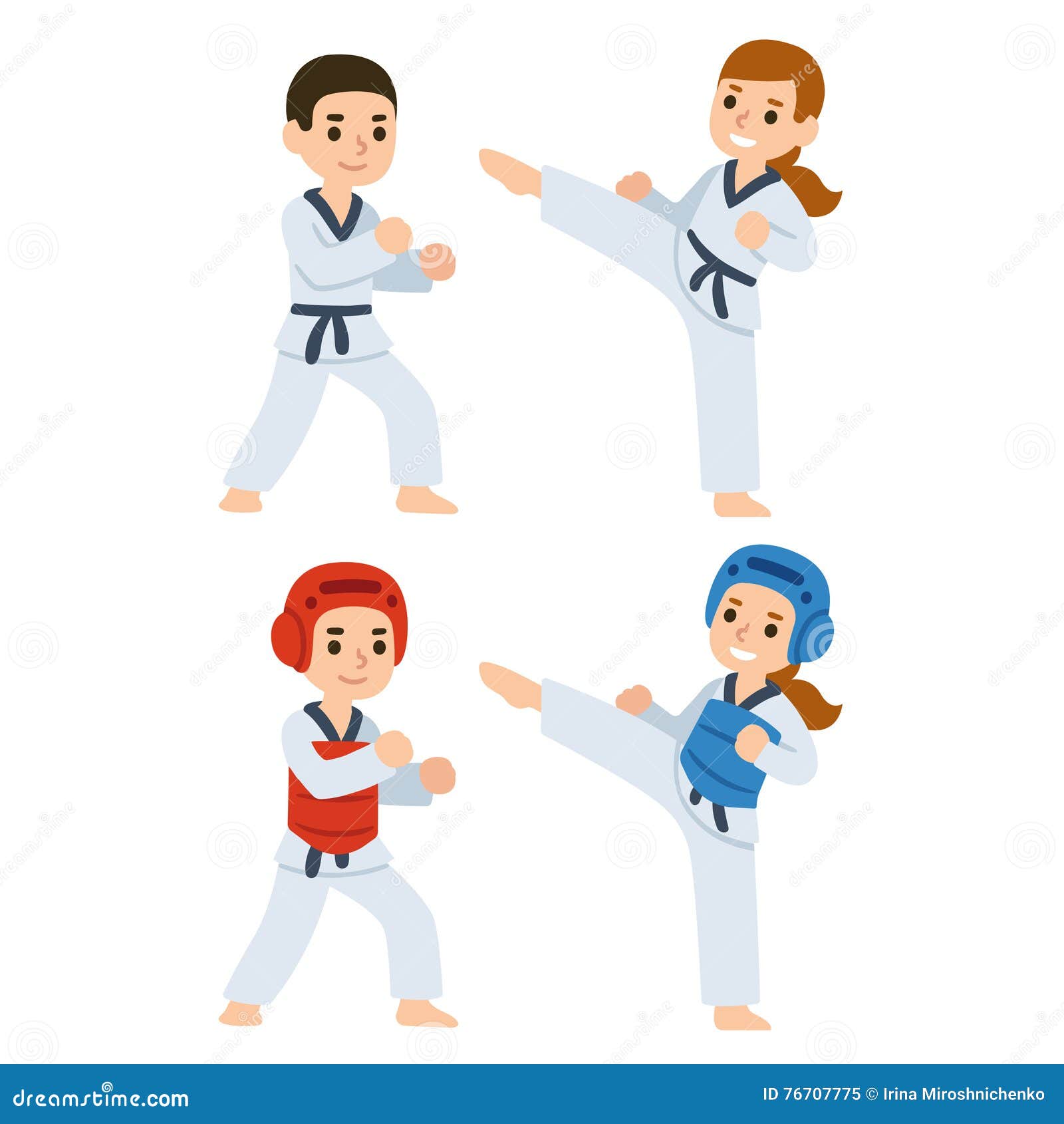 Taekwondo cartoon kids stock vector. Illustration of male - 76707775