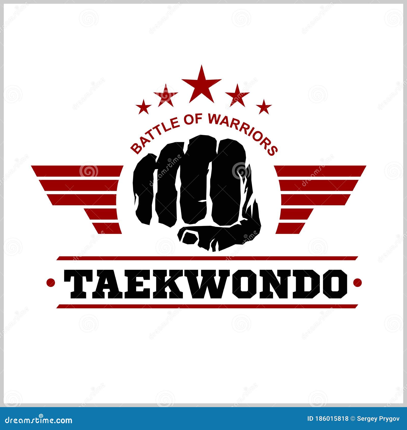 Taekwondo Emblem Logo Design Template Vector Illustration White 186015818 