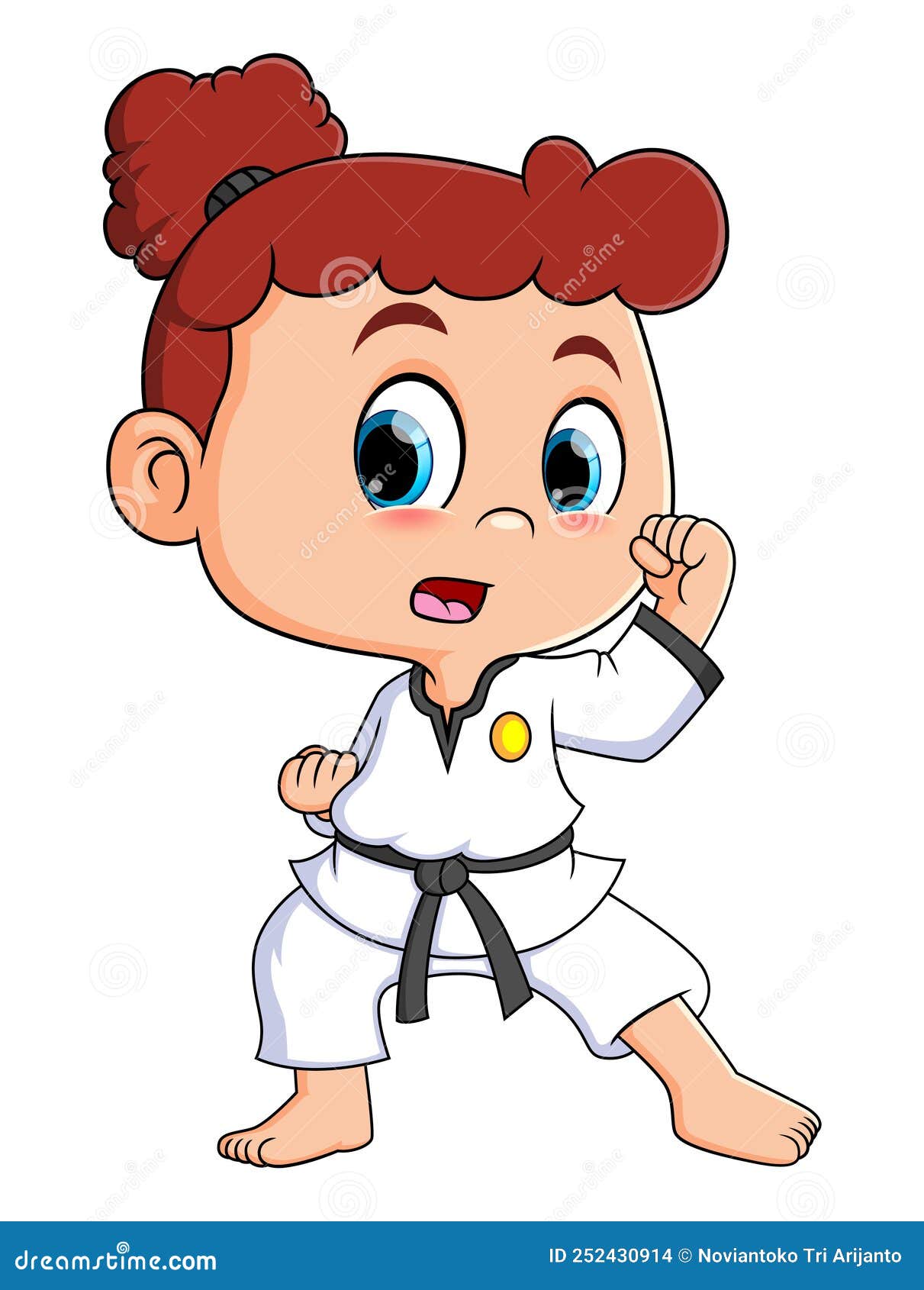 The Taekwondo Girl is Doing the Movement for Attack the Opponent Stock ...