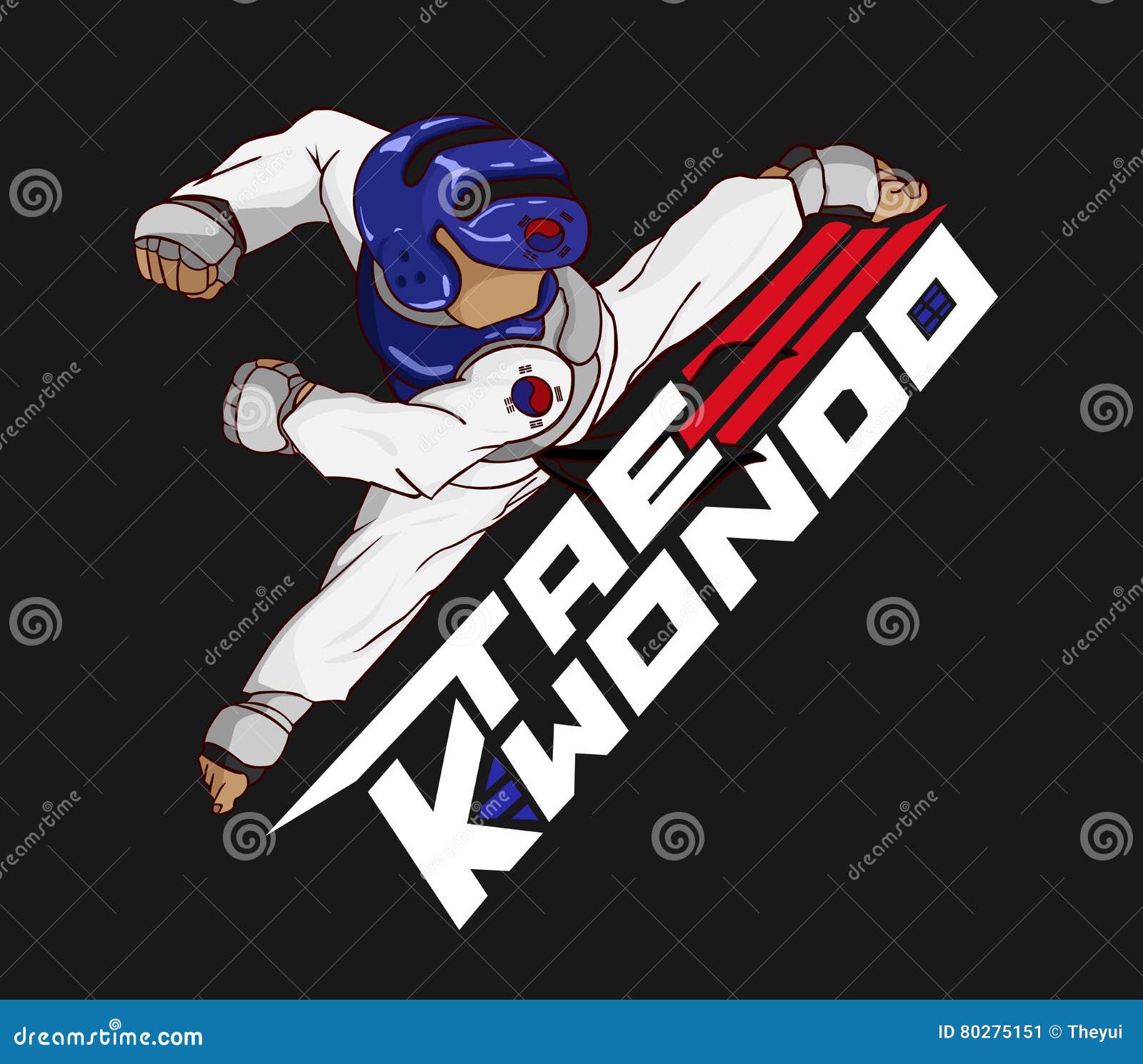 Taekwondo. Martial art stock vector. Illustration of black 80275151