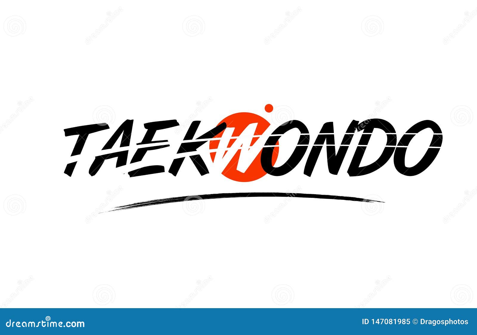 taekwondo word text logo icon with red circle 