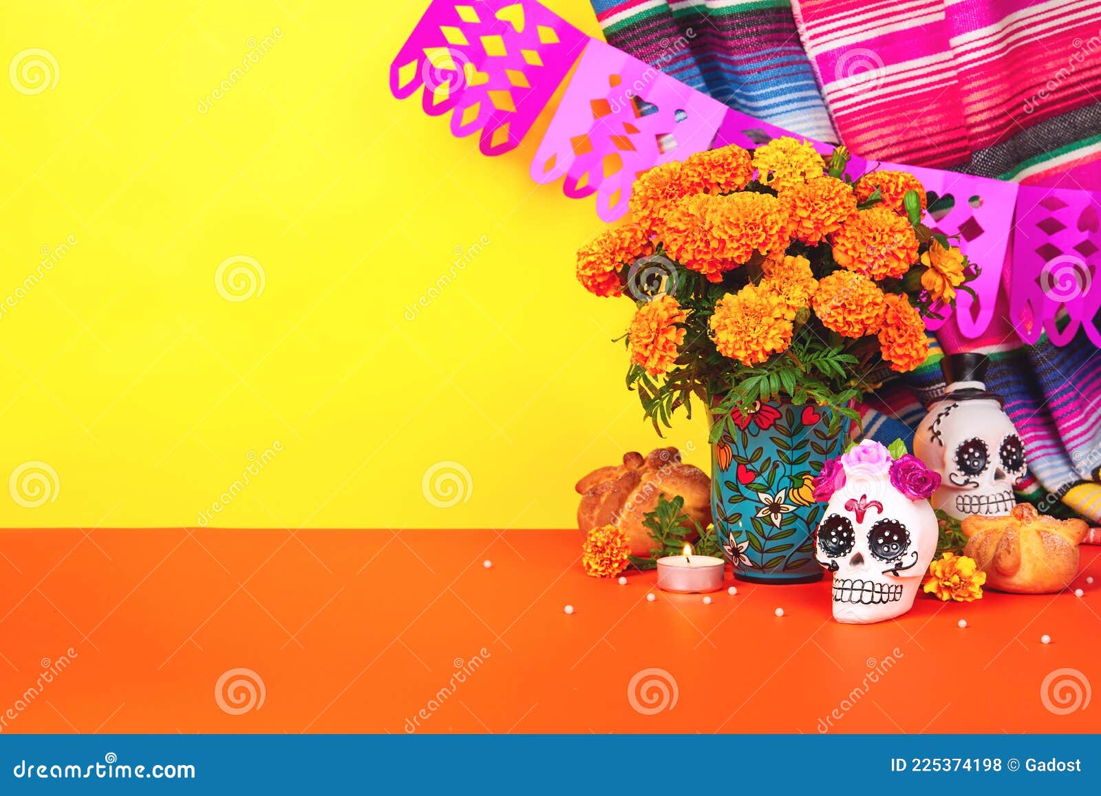 Tag Der Toten Dia De Los Muertos Feier Hintergrund Stockfoto - Bild von fest, altar: 225374198