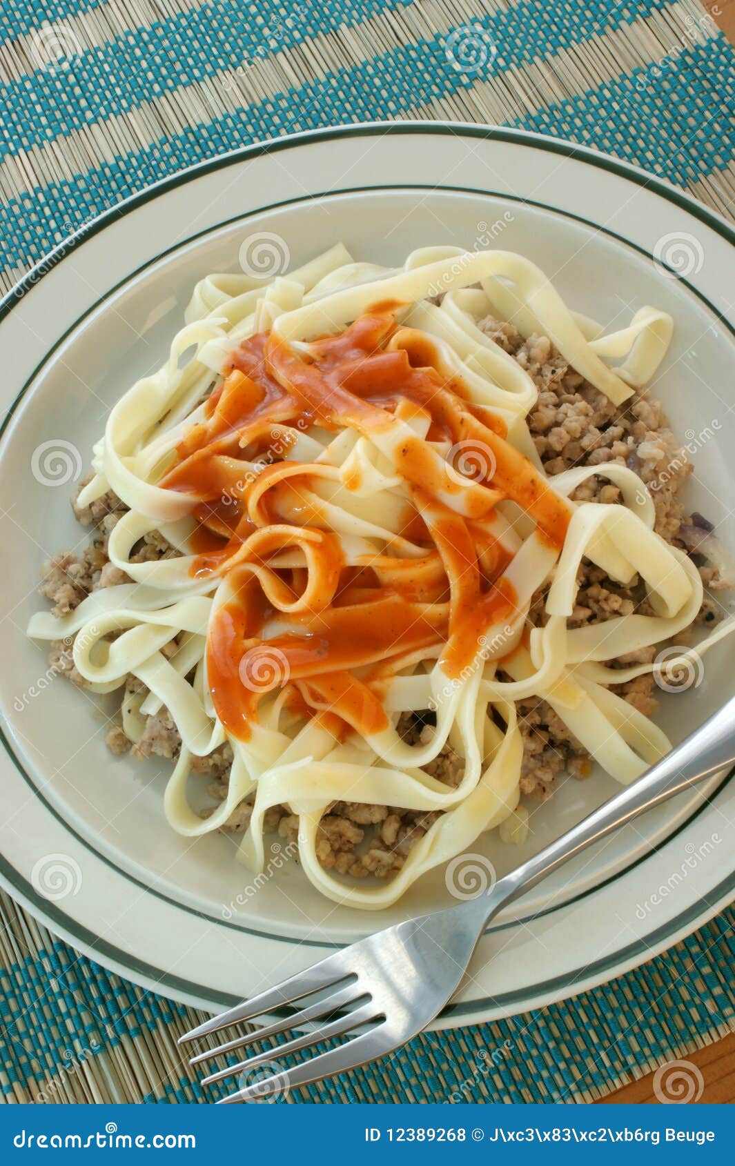Tagliatelle with Mince and Tomato Sauce Stock Photo Image of food