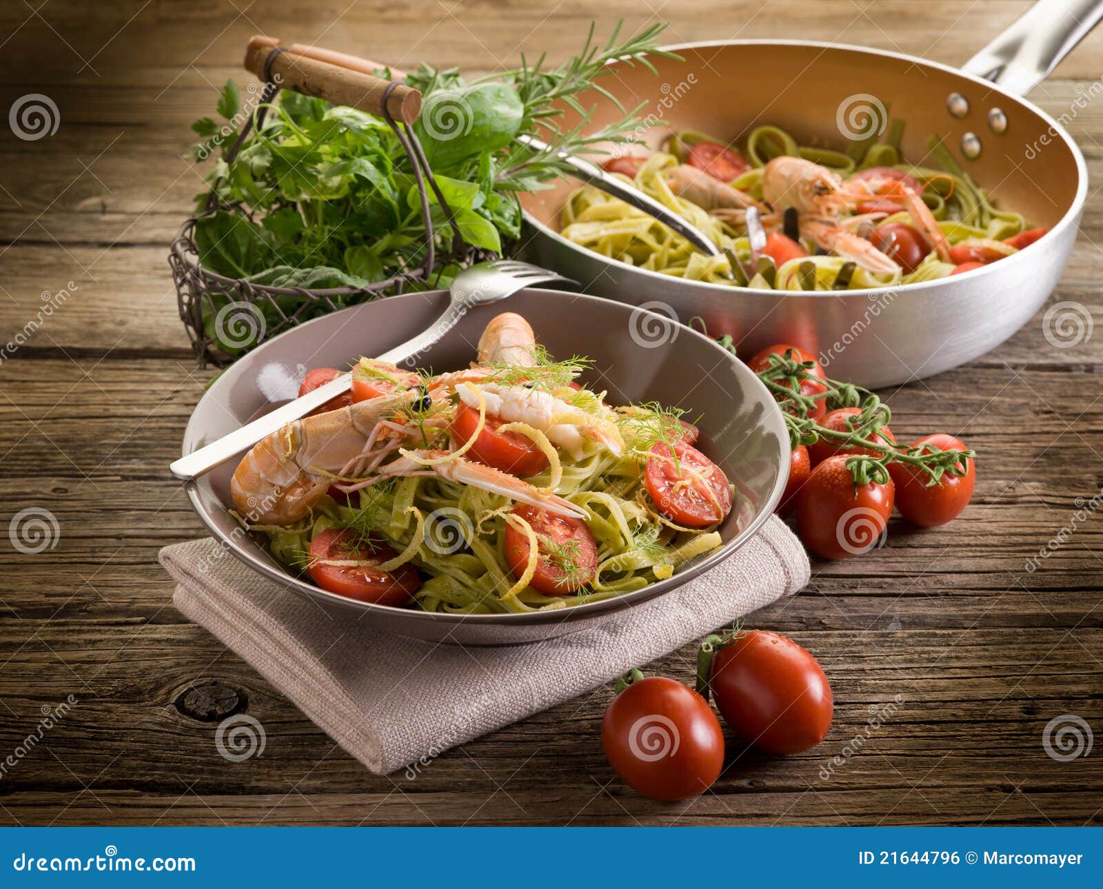 Tagliatelle with Norway Lobster Stock Photo Image of green, fish